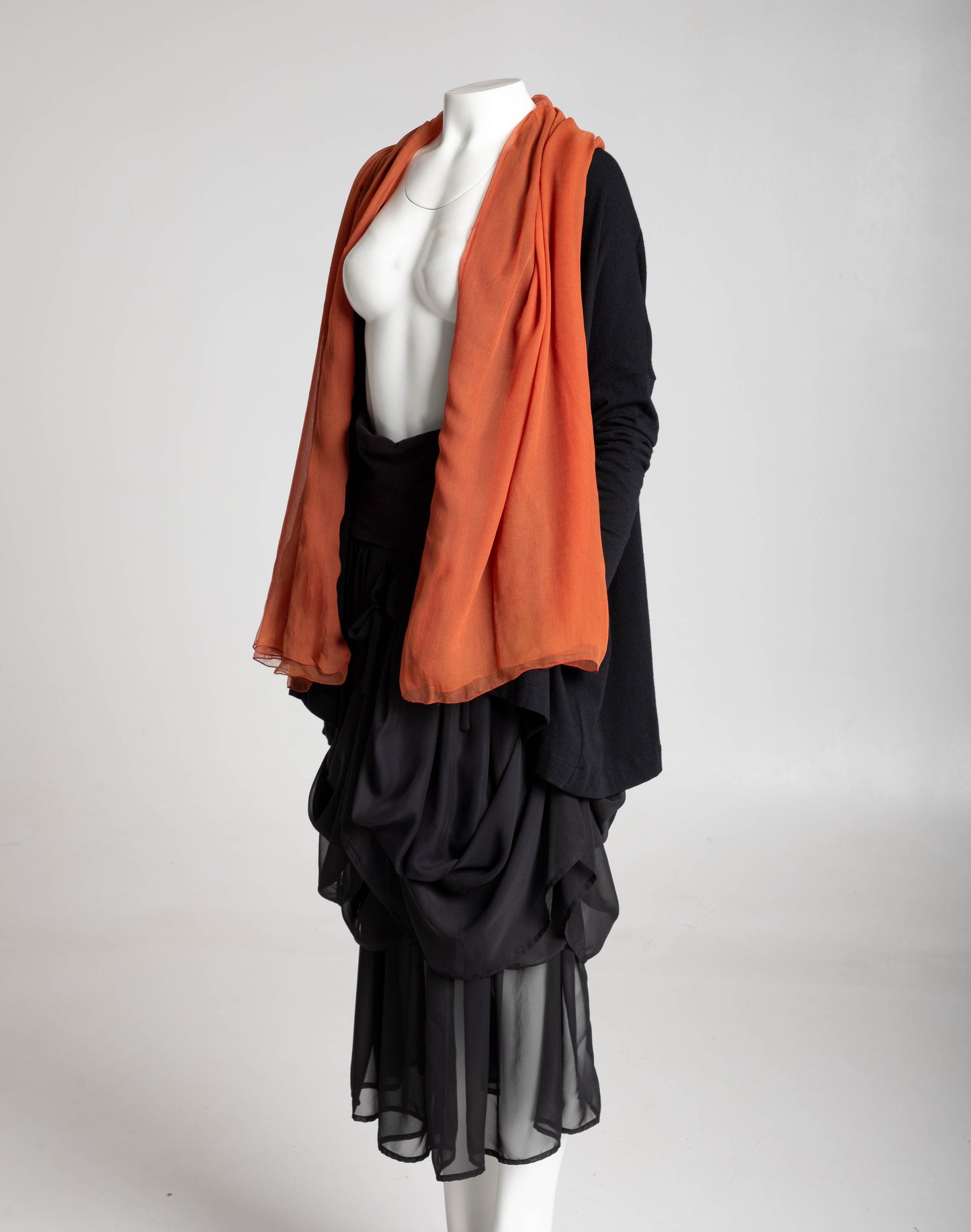 Dolce & Gabbana Black Wool Swing Jacket with Silk Shawl Collar