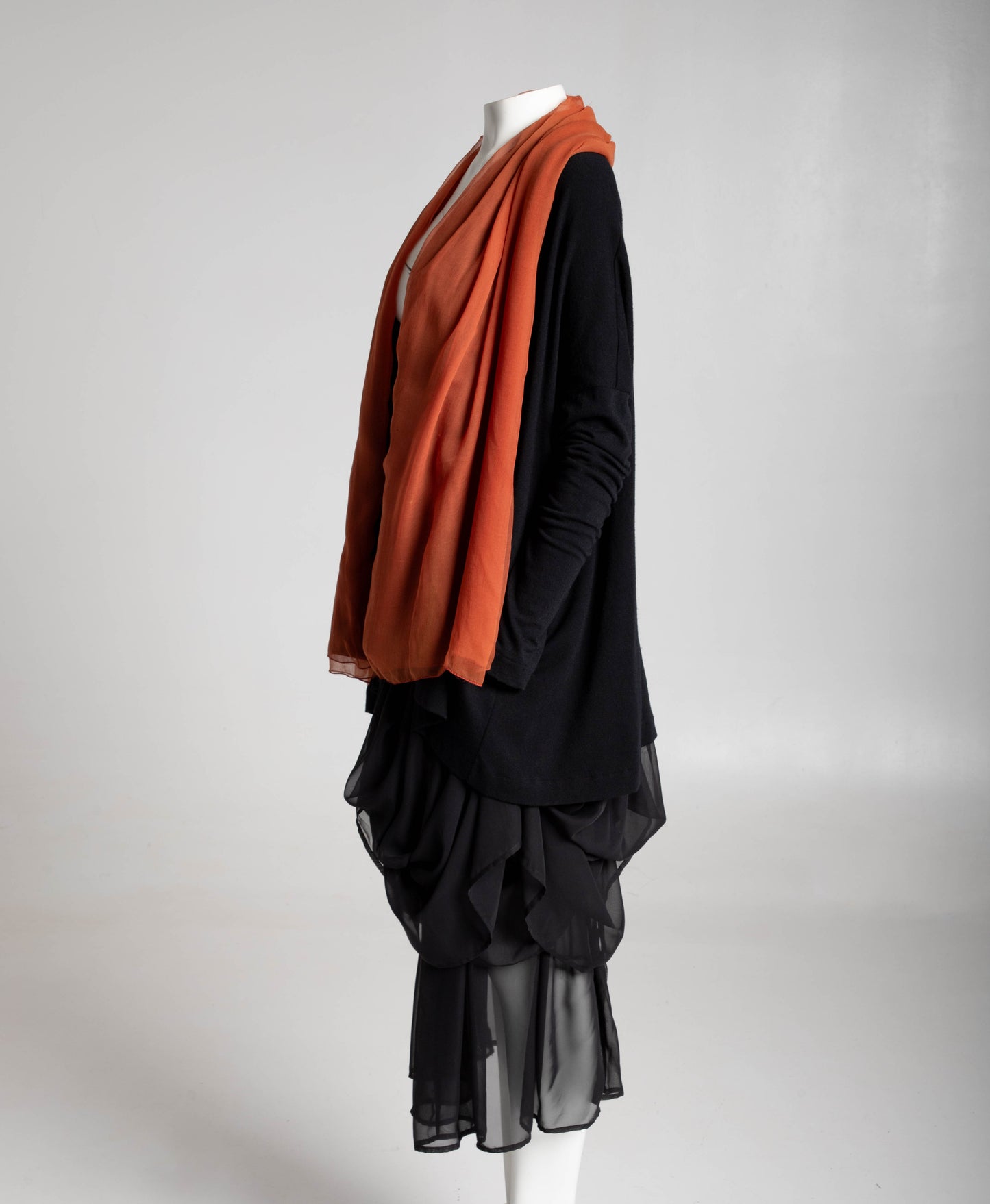 Dolce & Gabbana Black Wool Swing Jacket with Silk Shawl Collar