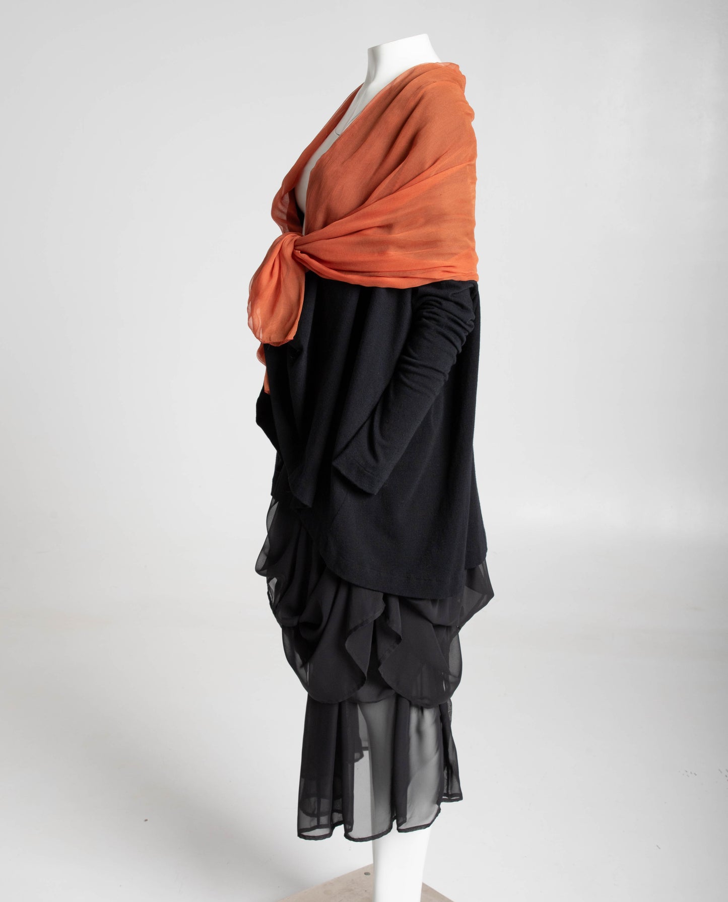 Dolce & Gabbana Black Wool Swing Jacket with Silk Shawl Collar