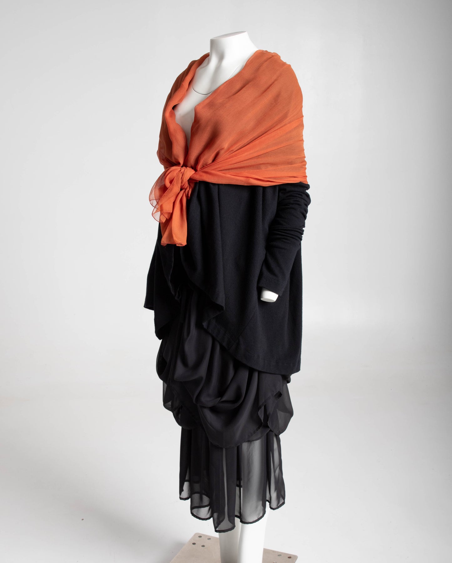 Dolce & Gabbana Black Wool Swing Jacket with Silk Shawl Collar