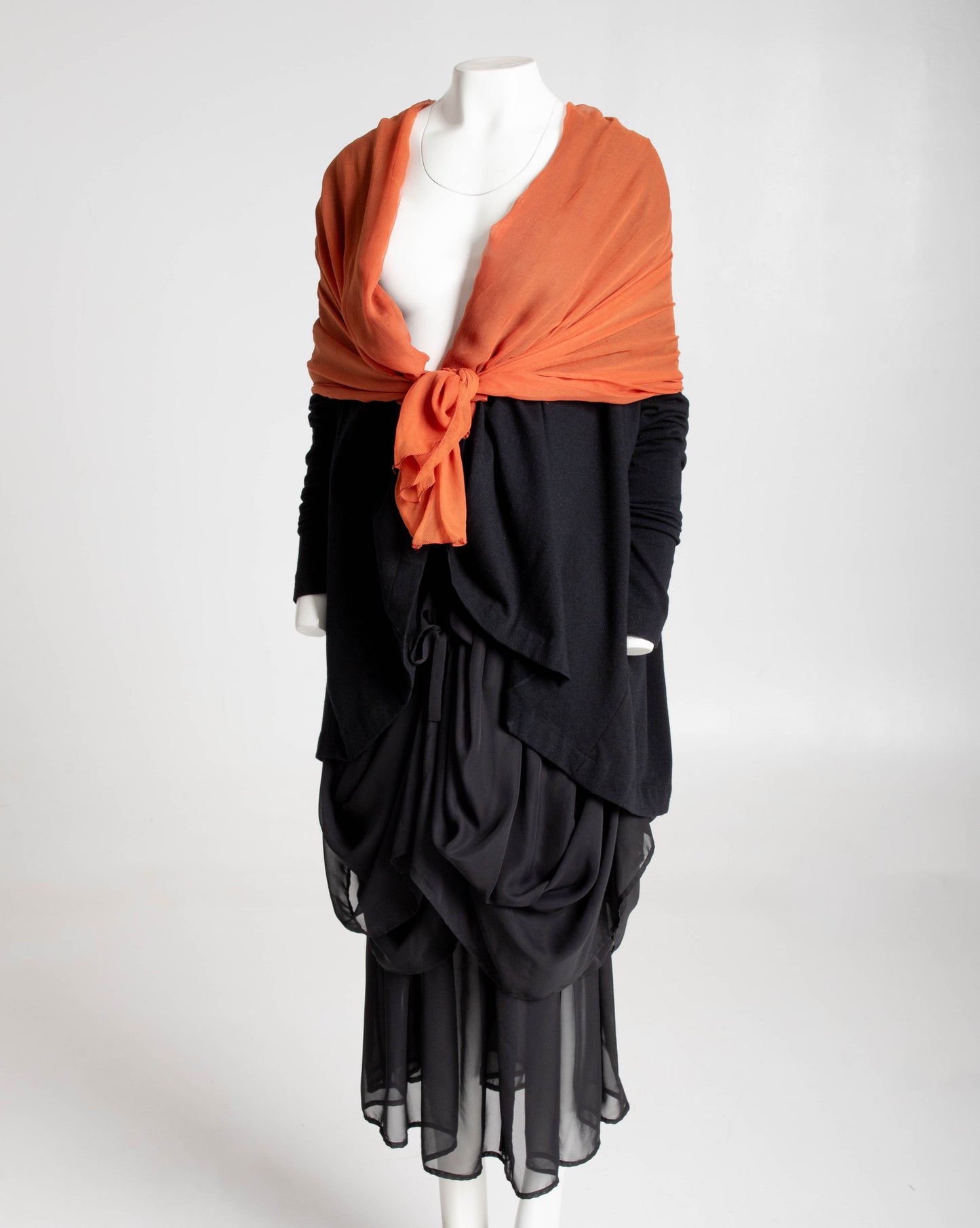 Dolce & Gabbana Black Wool Swing Jacket with Silk Shawl Collar