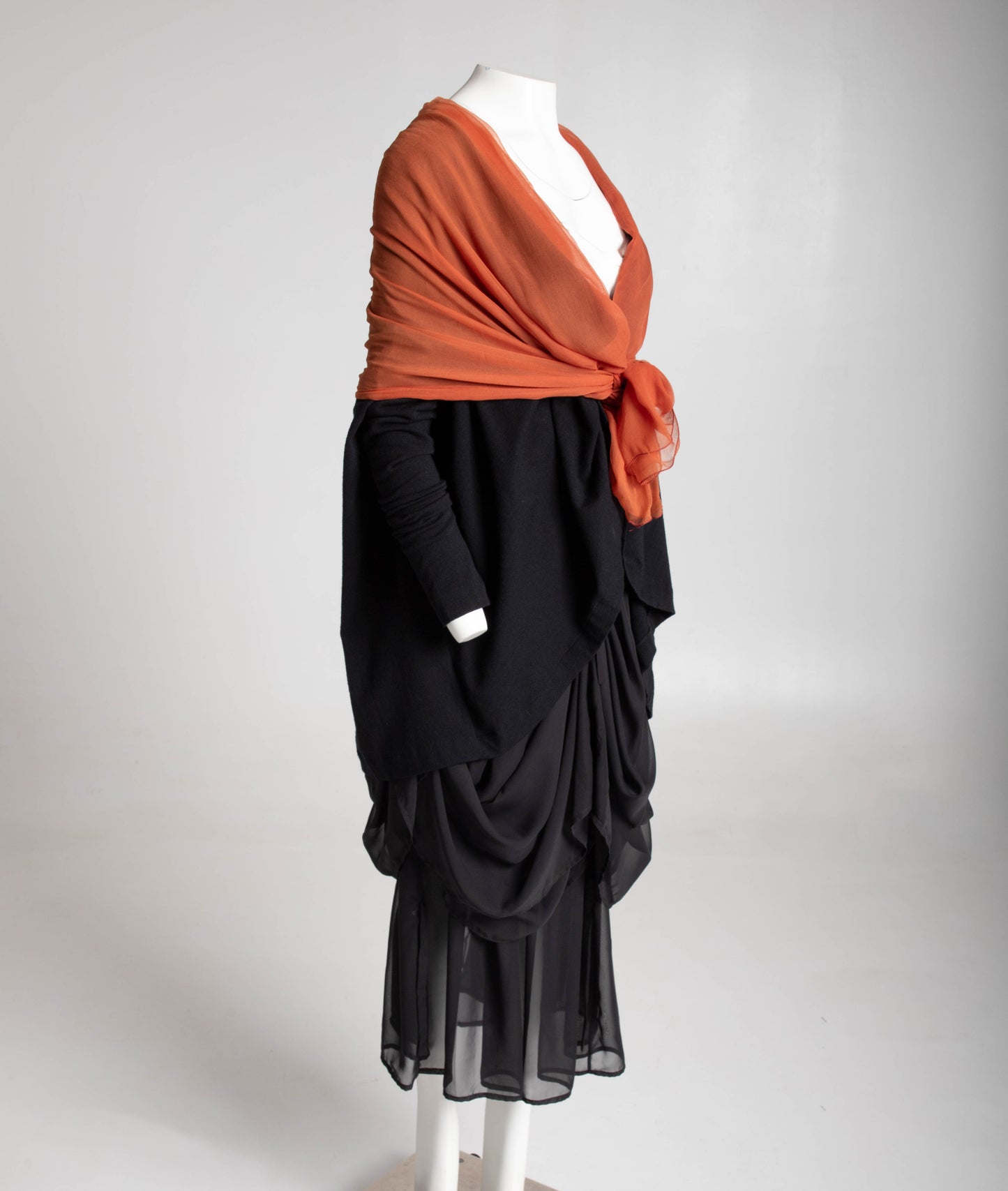 Dolce & Gabbana Black Wool Swing Jacket with Silk Shawl Collar