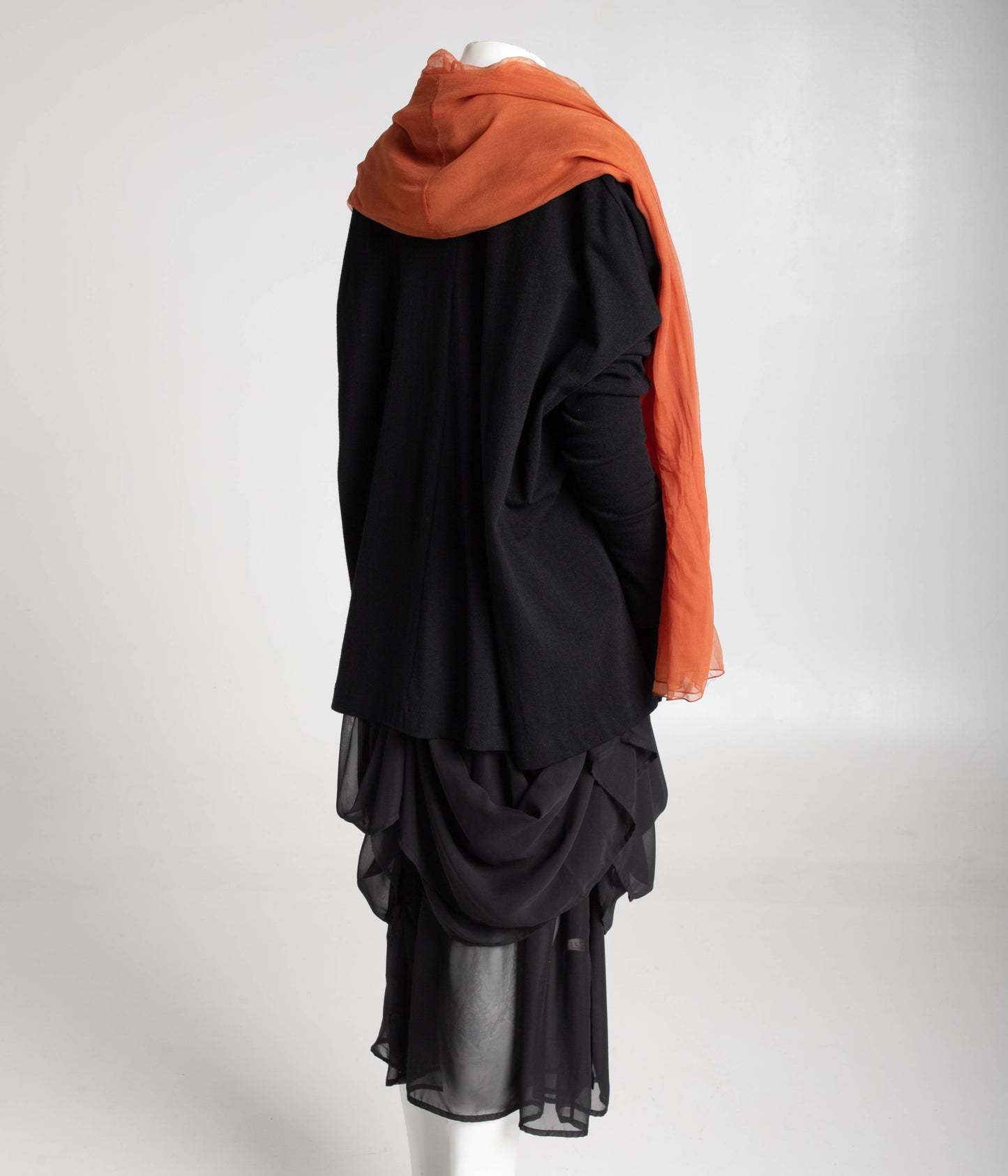 Dolce & Gabbana Black Wool Swing Jacket with Silk Shawl Collar