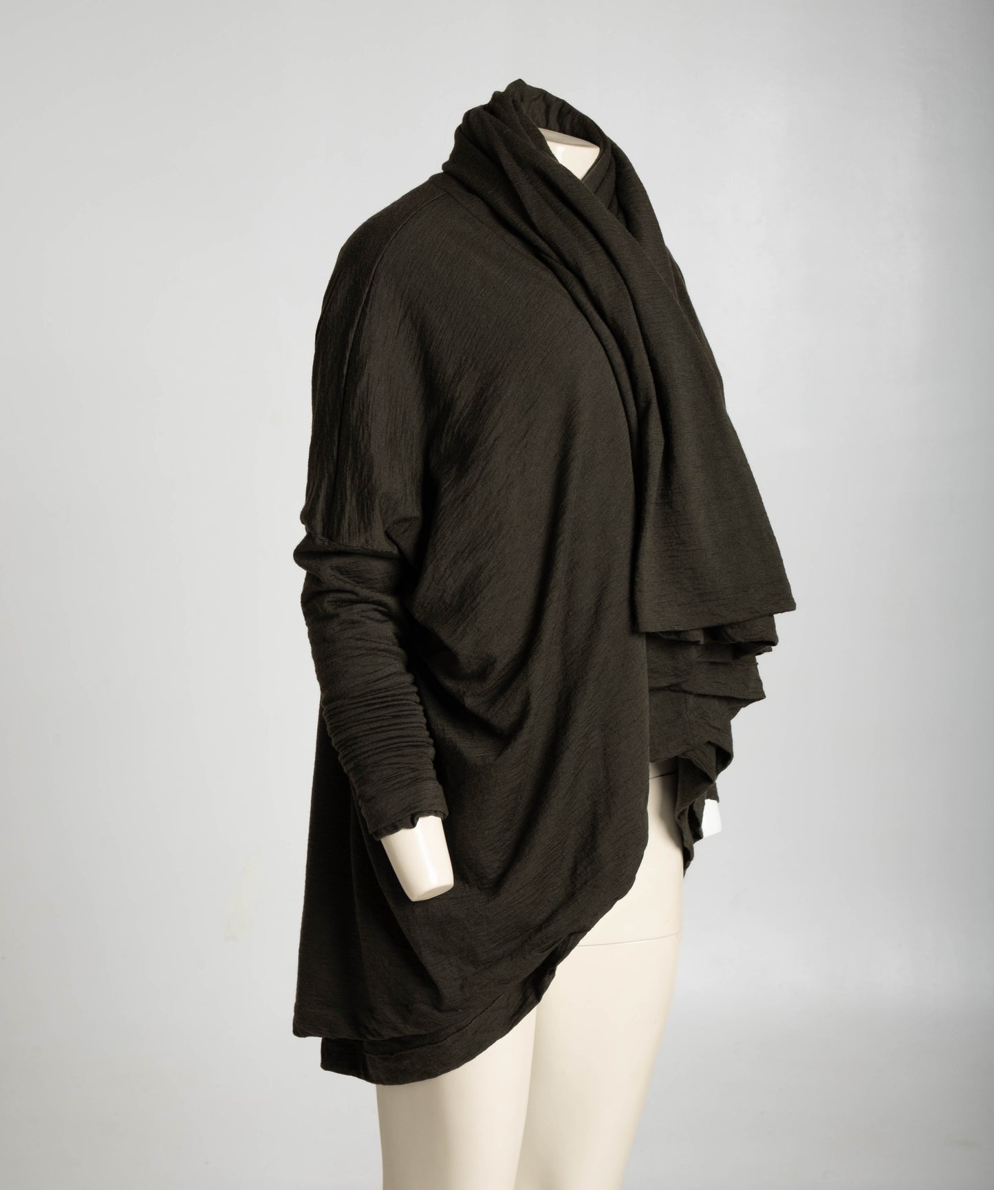 Dolce & Gabbana Dark Green Wool Layered Draped Jacket