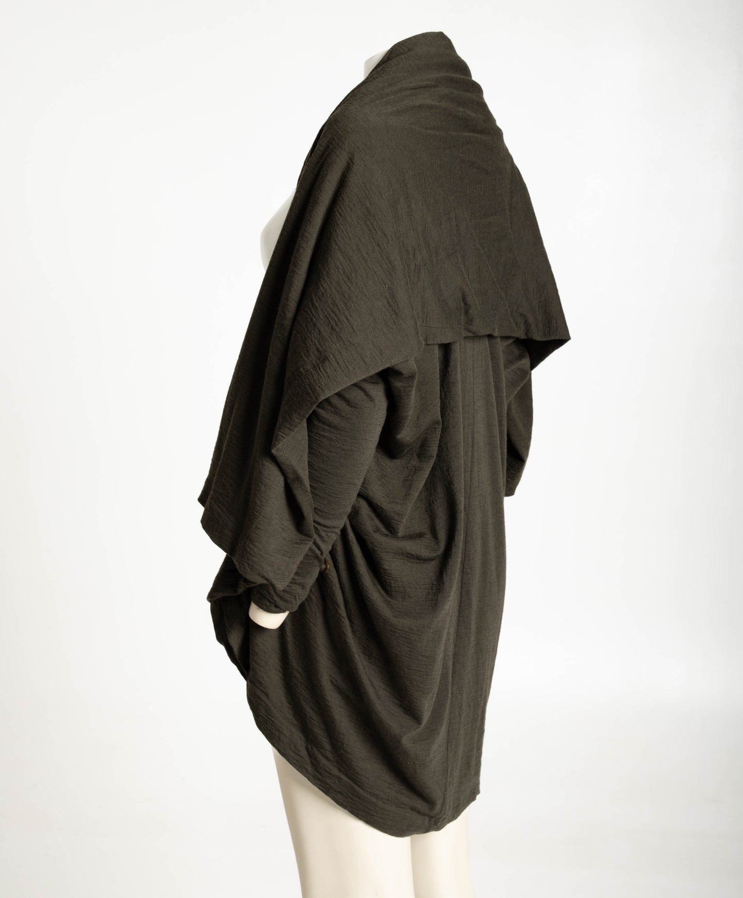 Dolce & Gabbana Dark Green Wool Layered Draped Jacket
