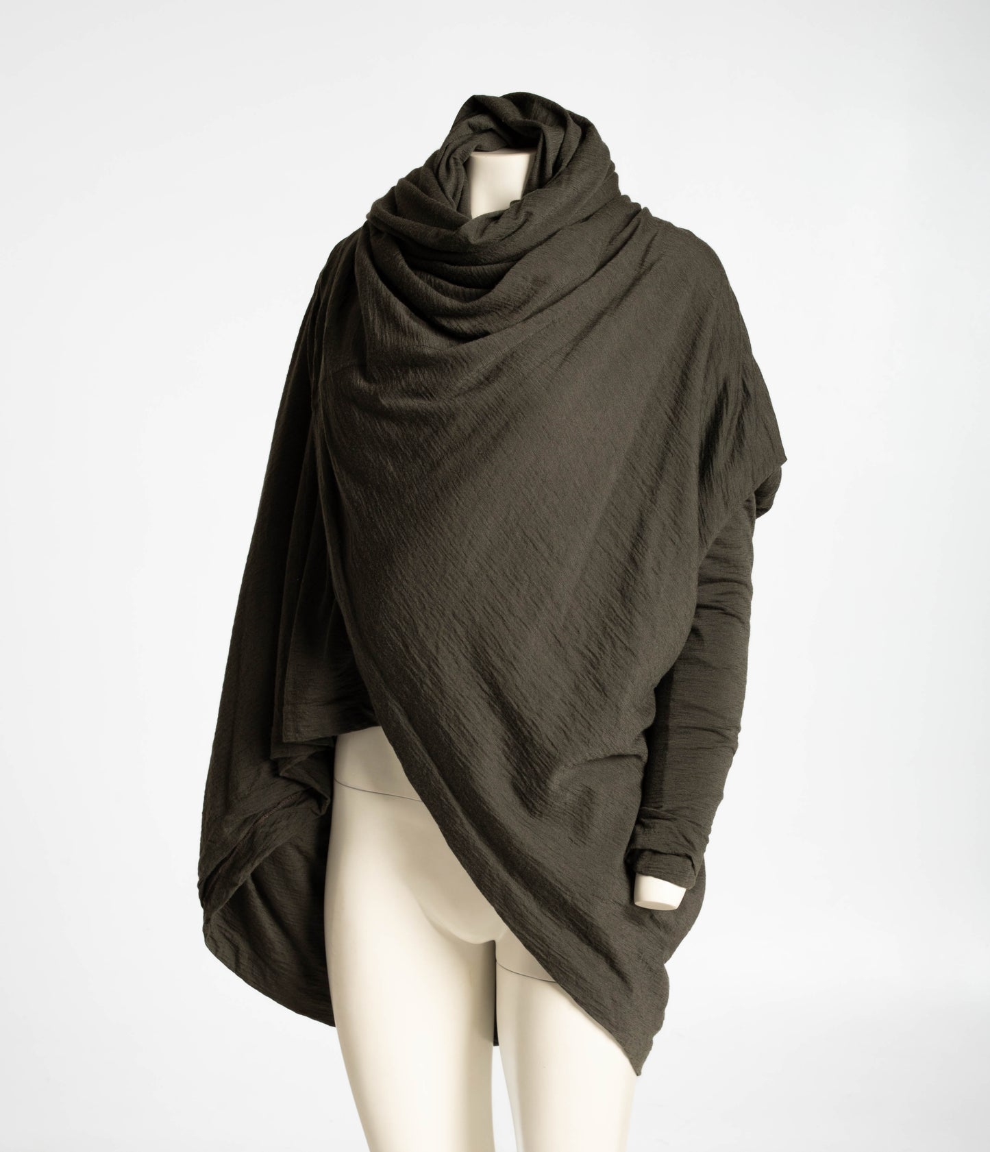 Dolce & Gabbana Dark Green Wool Layered Draped Jacket