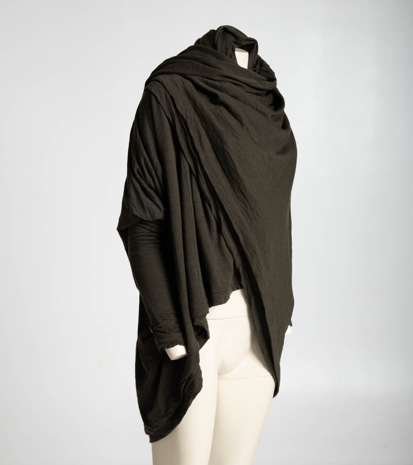Dolce & Gabbana Dark Green Wool Layered Draped Jacket