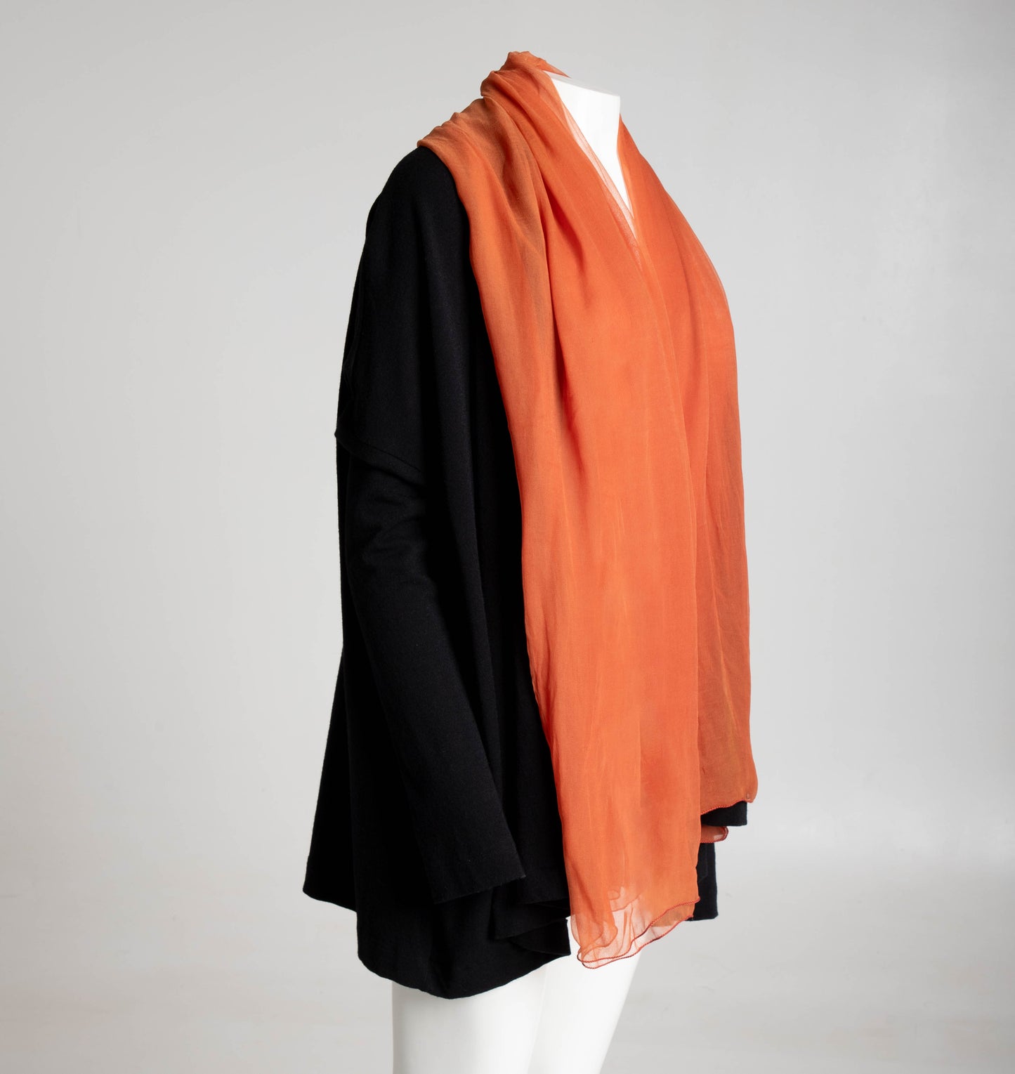 Dolce & Gabbana Black Wool Swing Jacket with Silk Shawl Collar