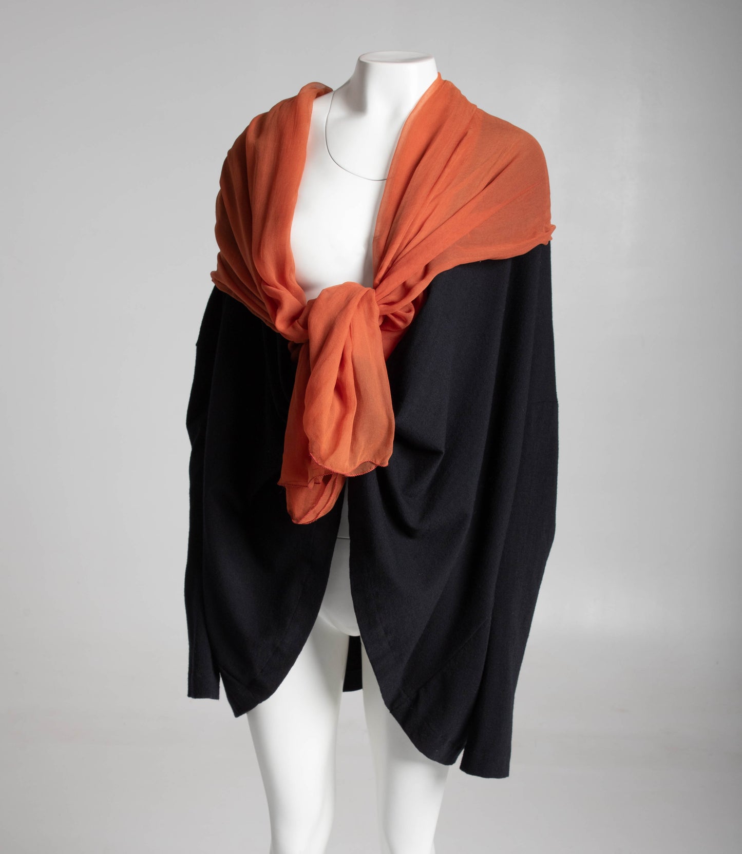 Dolce & Gabbana Black Wool Swing Jacket with Silk Shawl Collar