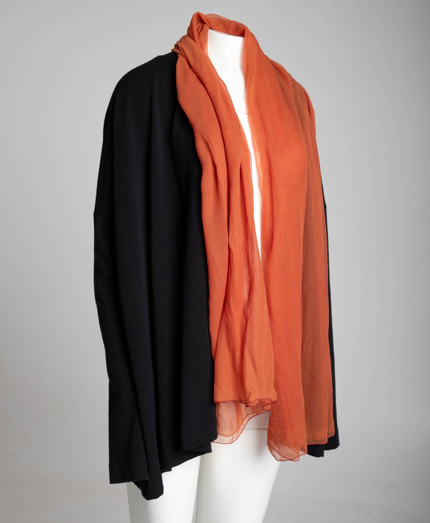 Dolce & Gabbana Black Wool Swing Jacket with Silk Shawl Collar