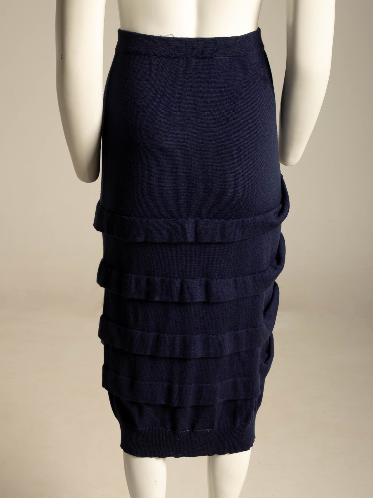 Richmond Cornejo 3D Navy Ribbed Wool Skirt
