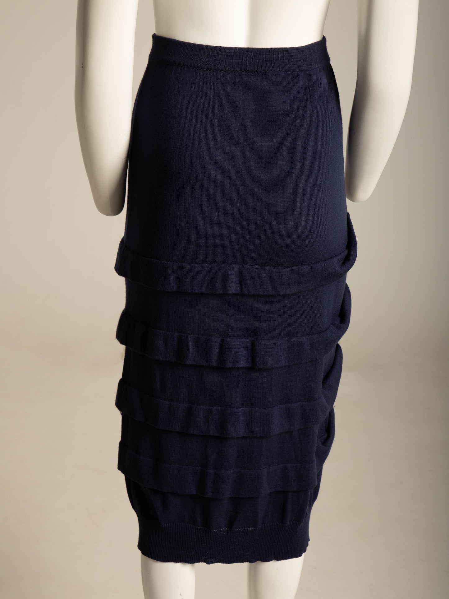 Richmond Cornejo 3D Navy Ribbed Wool Skirt