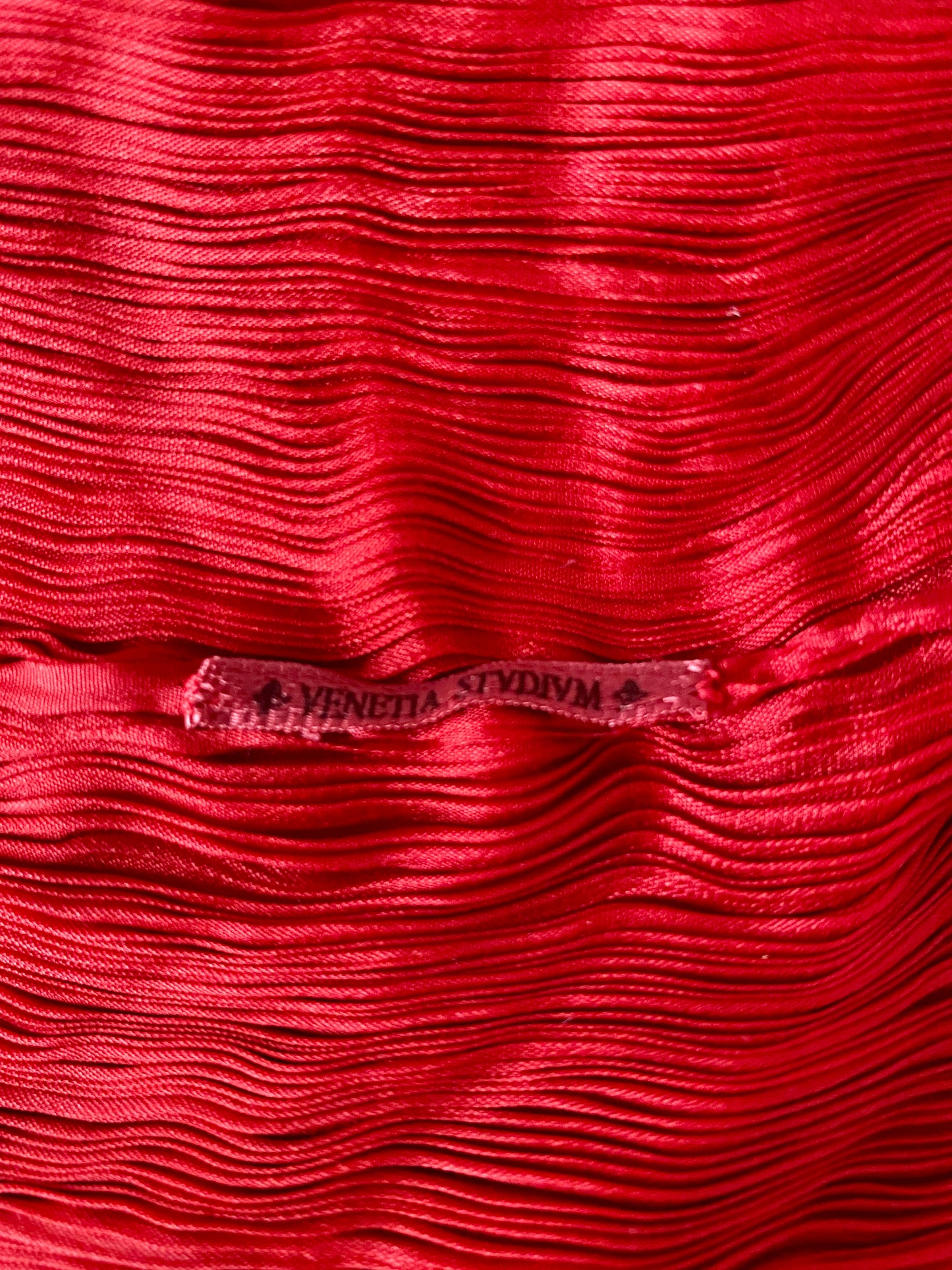 Fortuny Venetia Studium Deep Red Silk Pleated 'Delphos' Gown