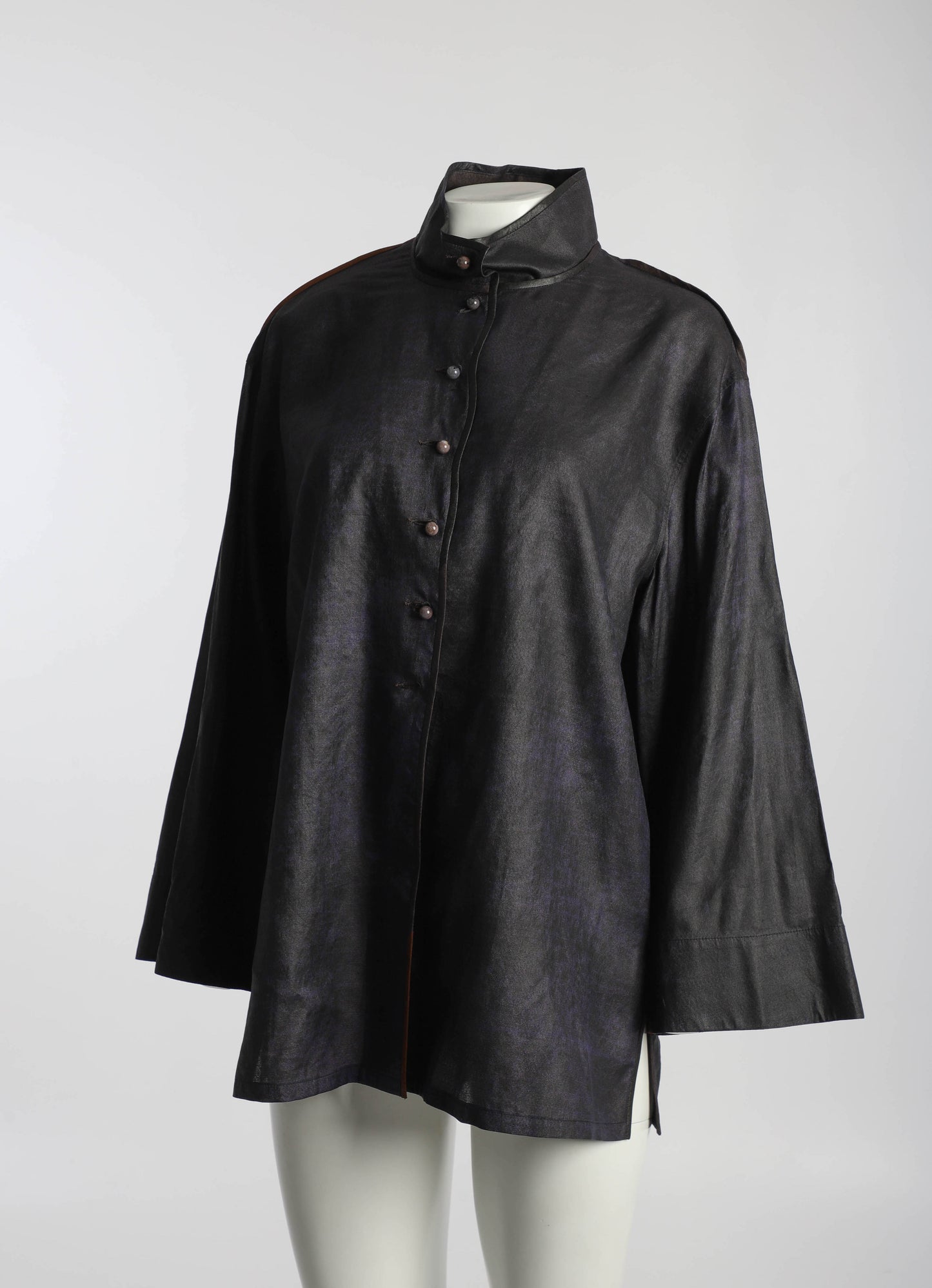 Sophie Hong Purple Silk Blouse with Glass Buttons