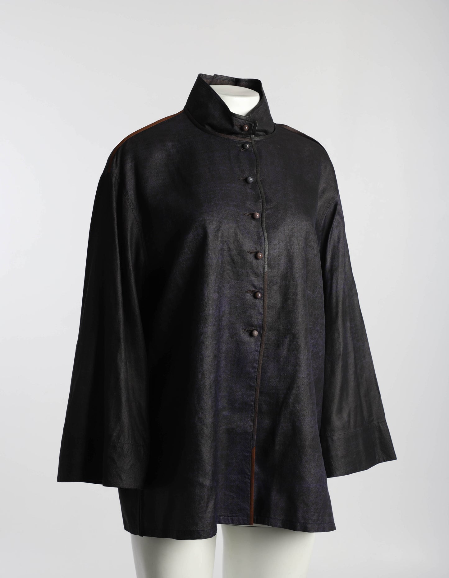 Sophie Hong Purple Silk Blouse with Glass Buttons