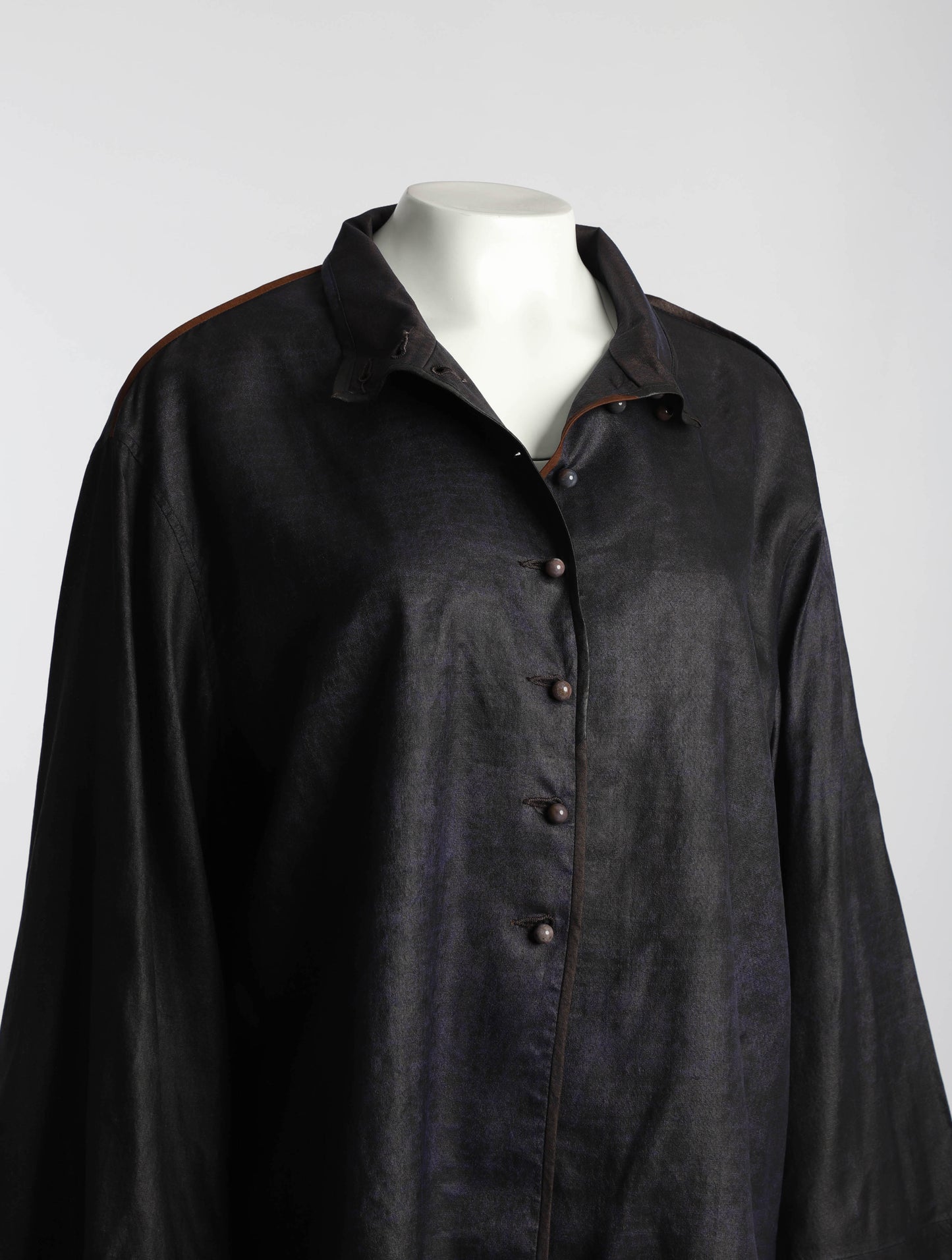 Sophie Hong Purple Silk Blouse with Glass Buttons