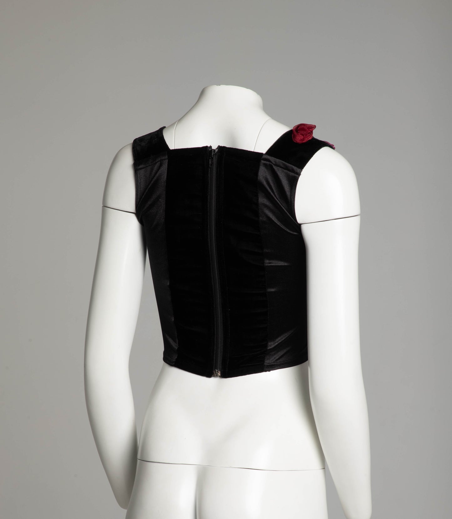 Catwalk Collection Black Velvet Corset with Red Roses Circa 90s