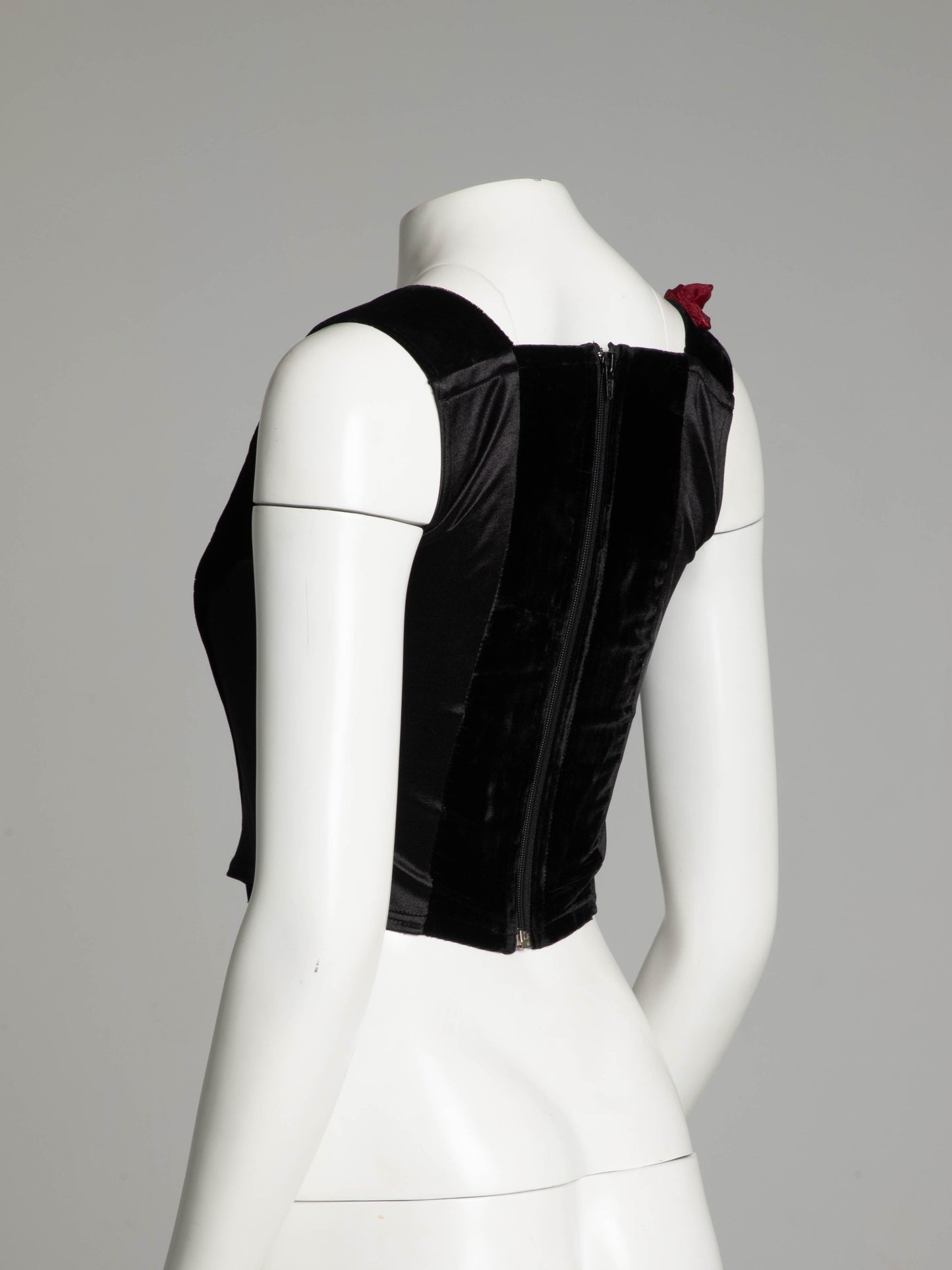 Catwalk Collection Black Velvet Corset with Red Roses Circa 90s
