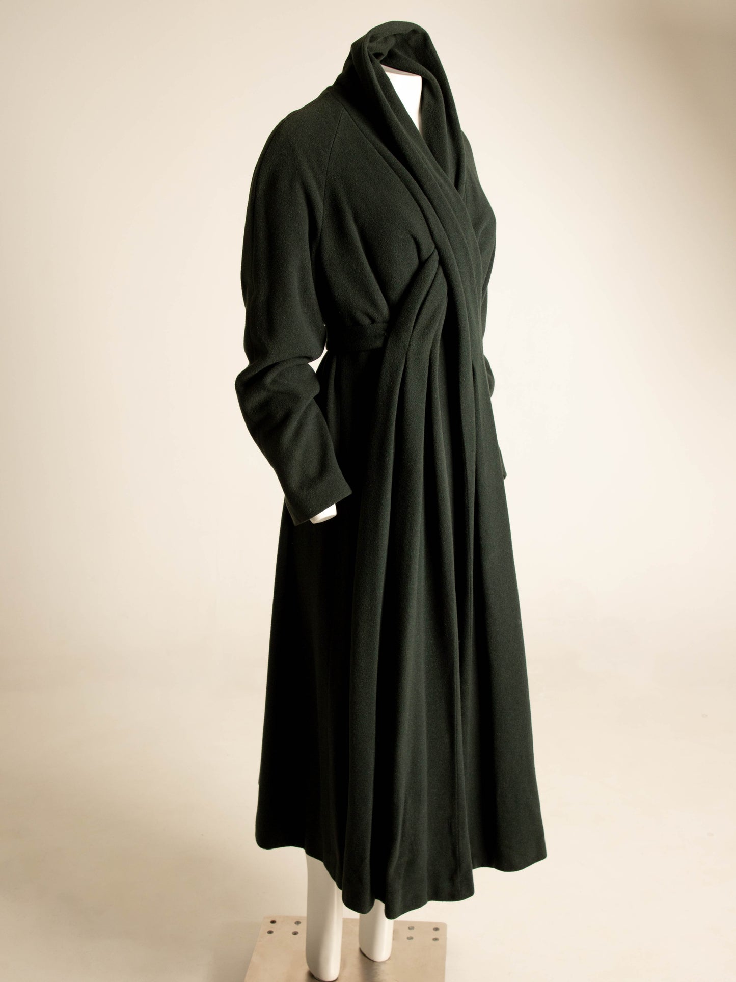 Sybilla Por Gibo Dark Green Wool Silk and Angora Coat
