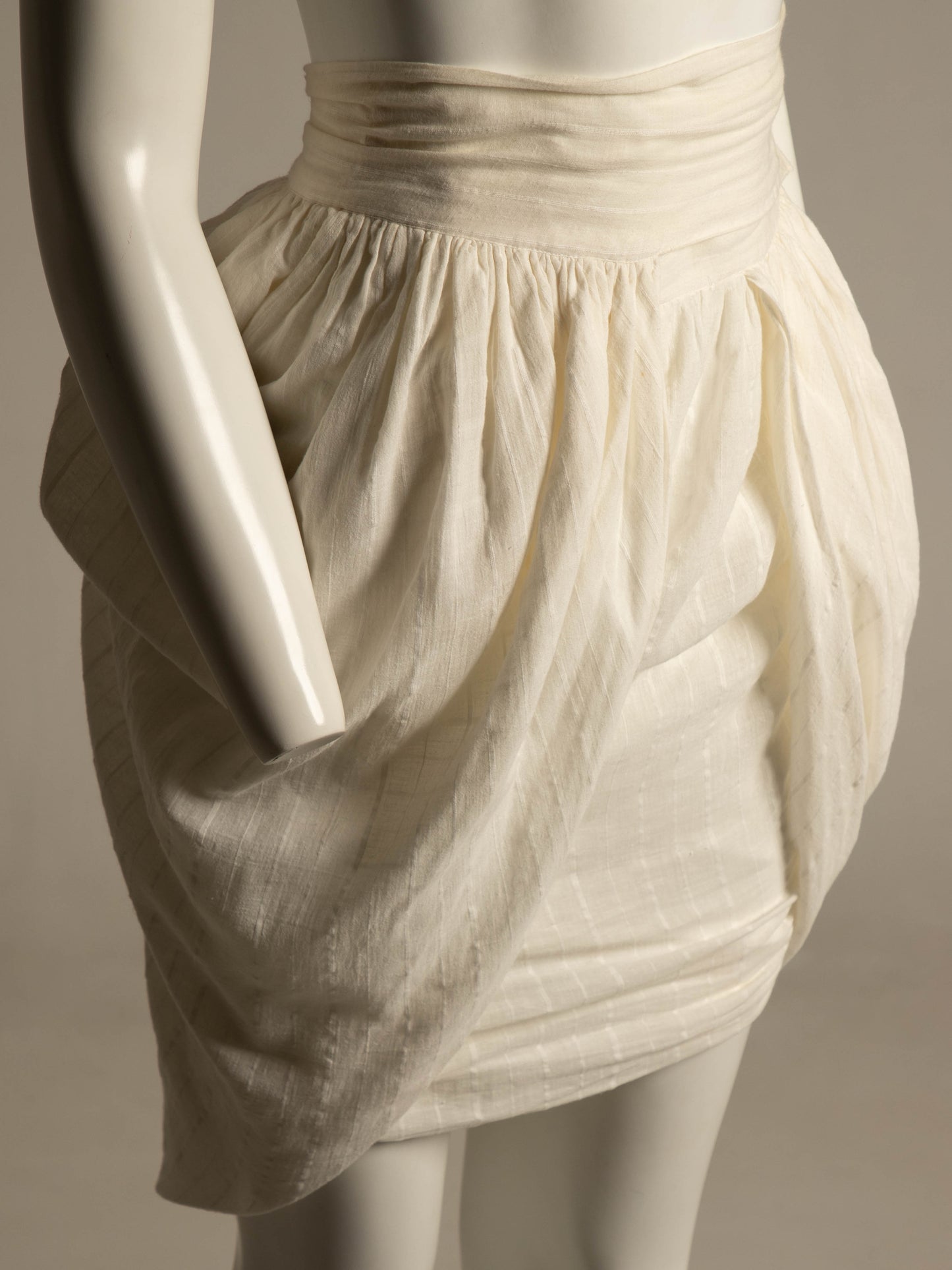 Romeo Gigli Creamy White Linen Layered Cocoon Skirt