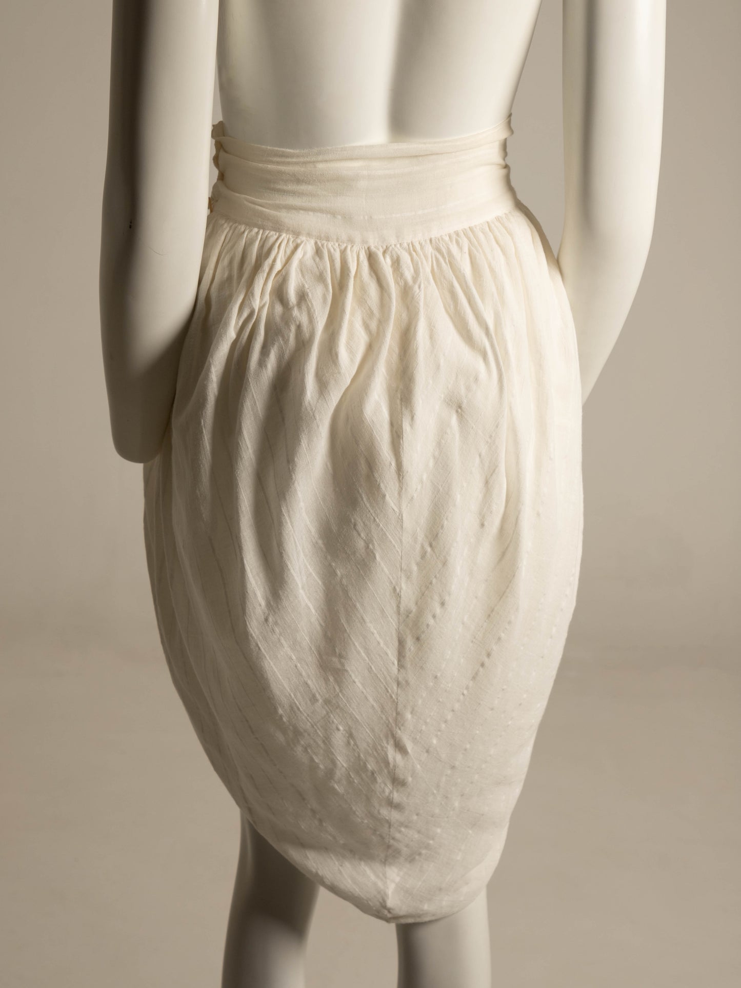 Romeo Gigli Creamy White Linen Layered Cocoon Skirt