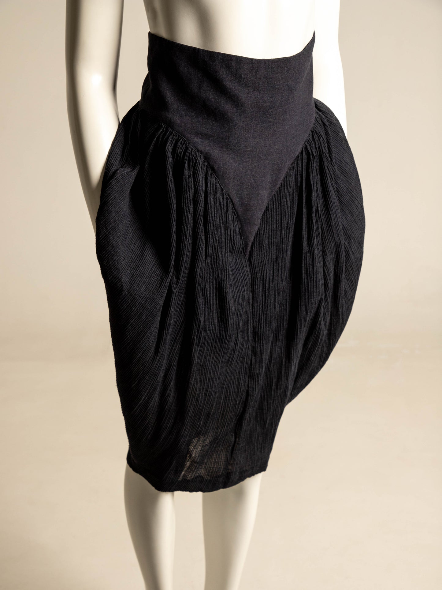 Romeo Gigli 1987 Dark Grey Plissé Cocoon Skirt