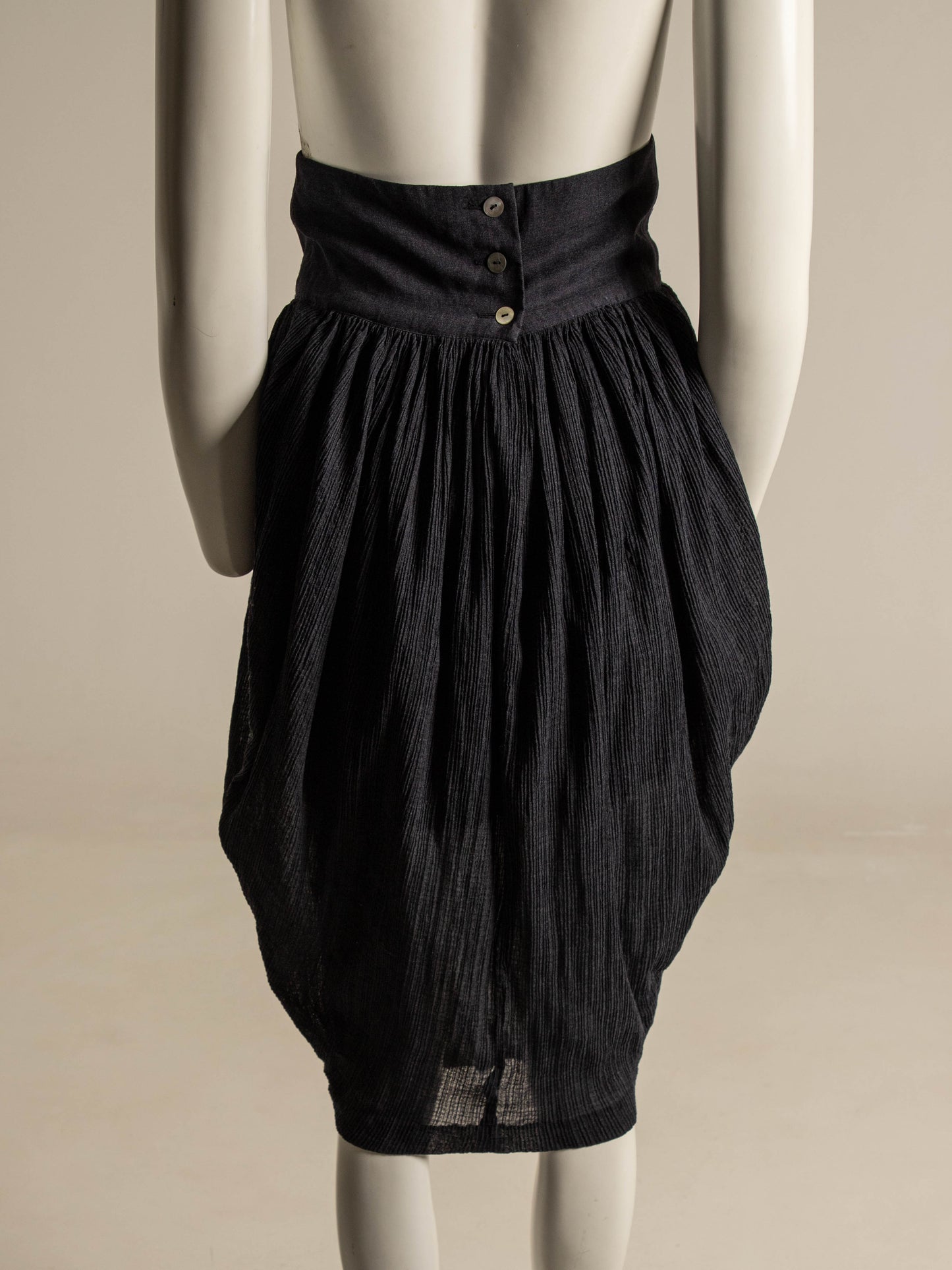 Romeo Gigli 1987 Dark Grey Plissé Cocoon Skirt