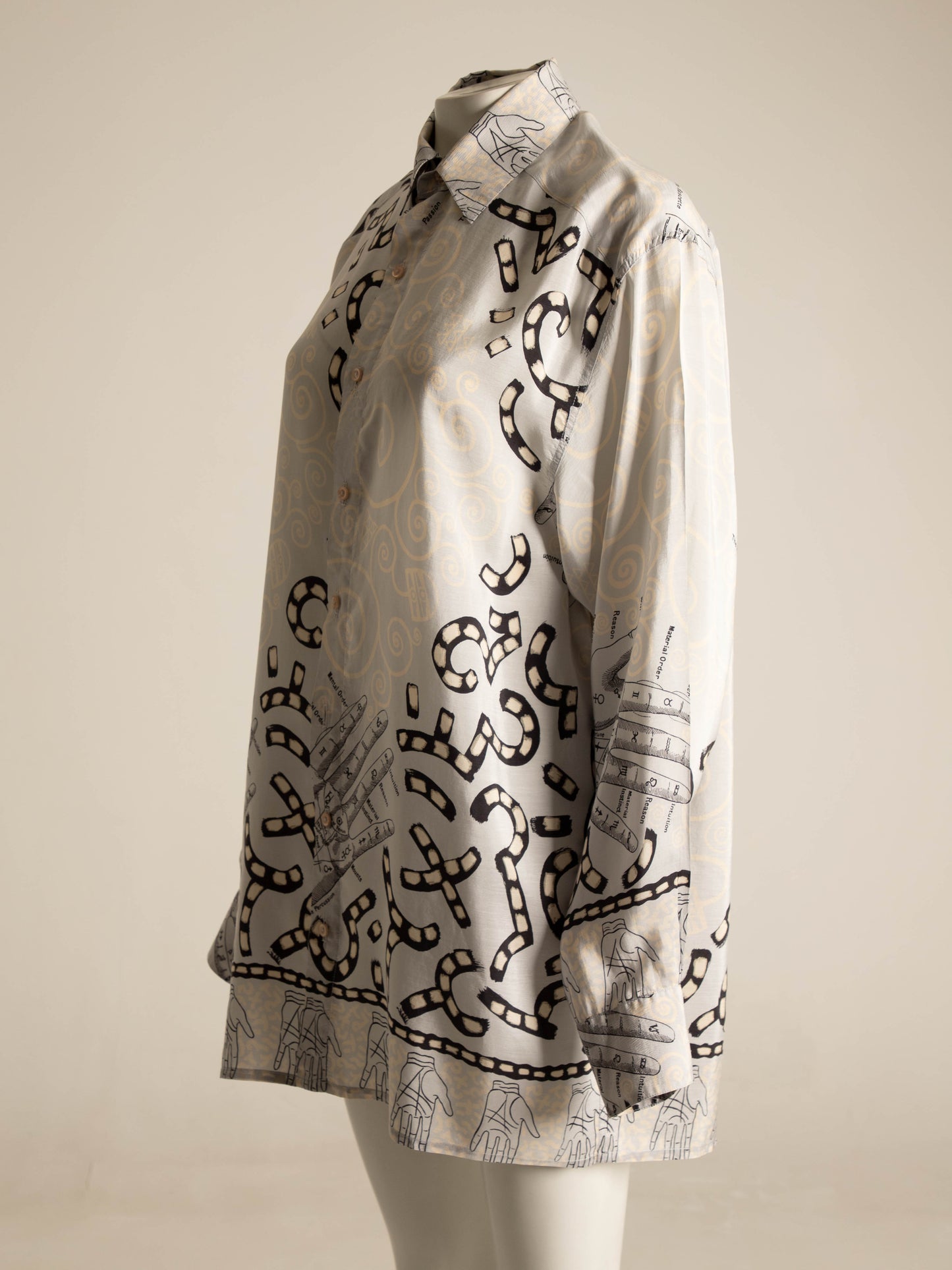 English Eccentrics A/W 1984 Palmistry Print Silk Shirt