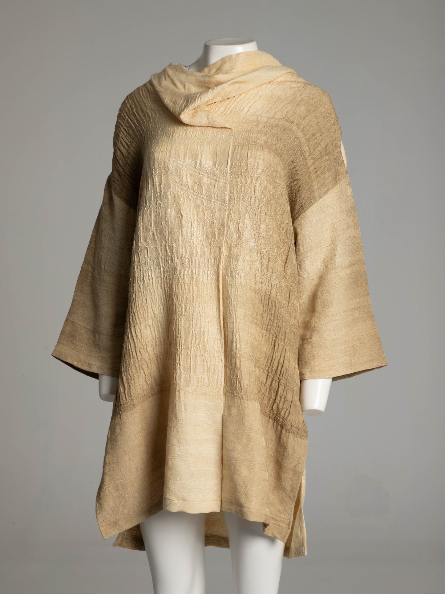 Akihiko Izukura Cream Hand Dyed Hand Woven Silk Dress