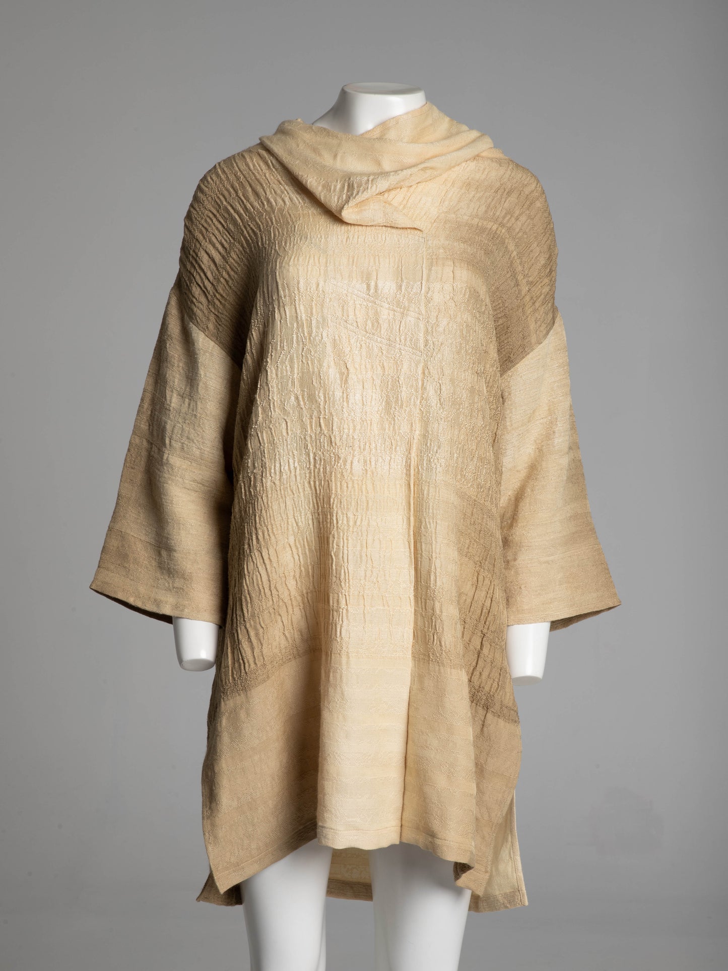 Akihiko Izukura Cream Hand Dyed Hand Woven Silk Dress