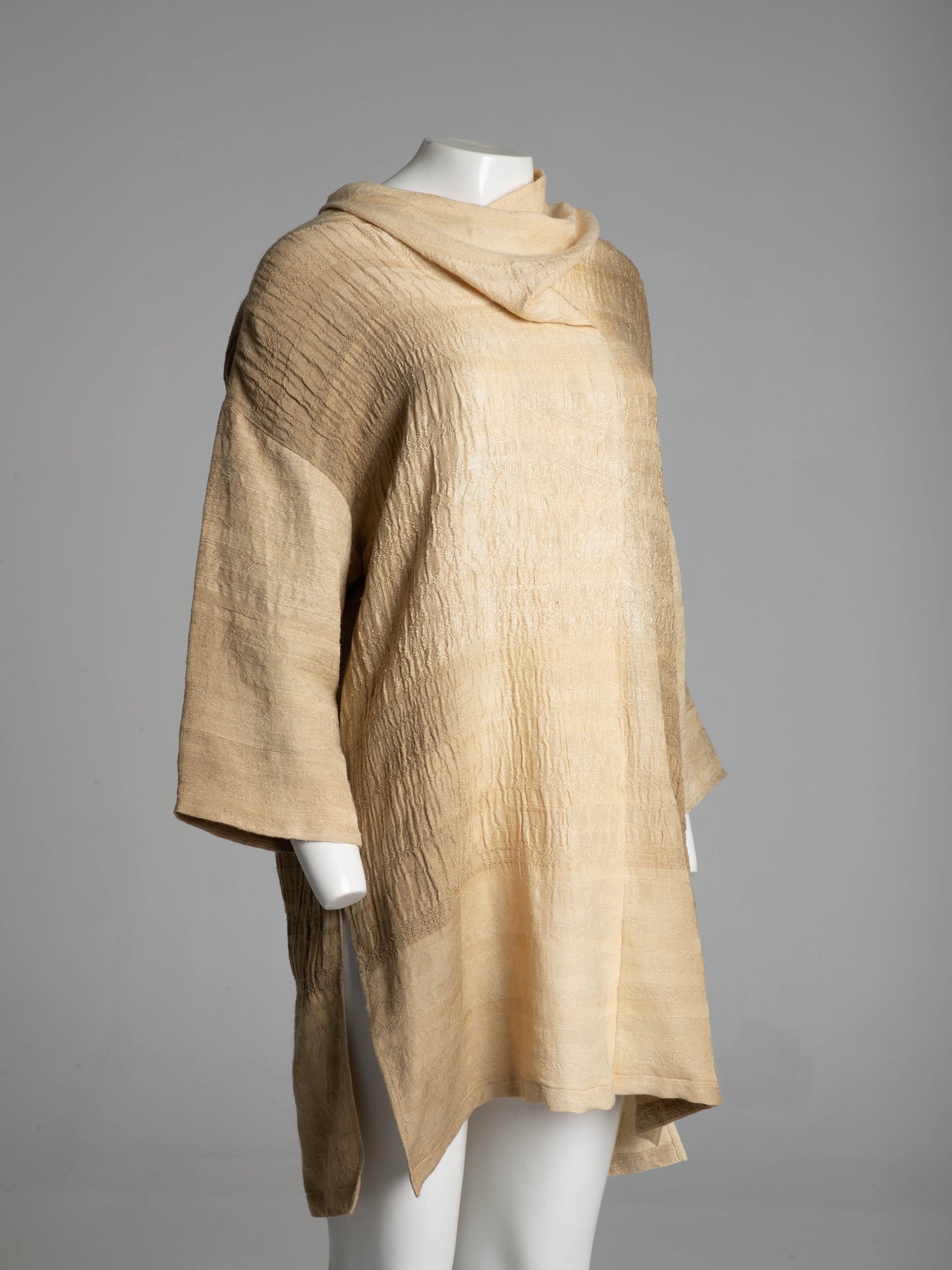 Akihiko Izukura Cream Hand Dyed Hand Woven Silk Dress