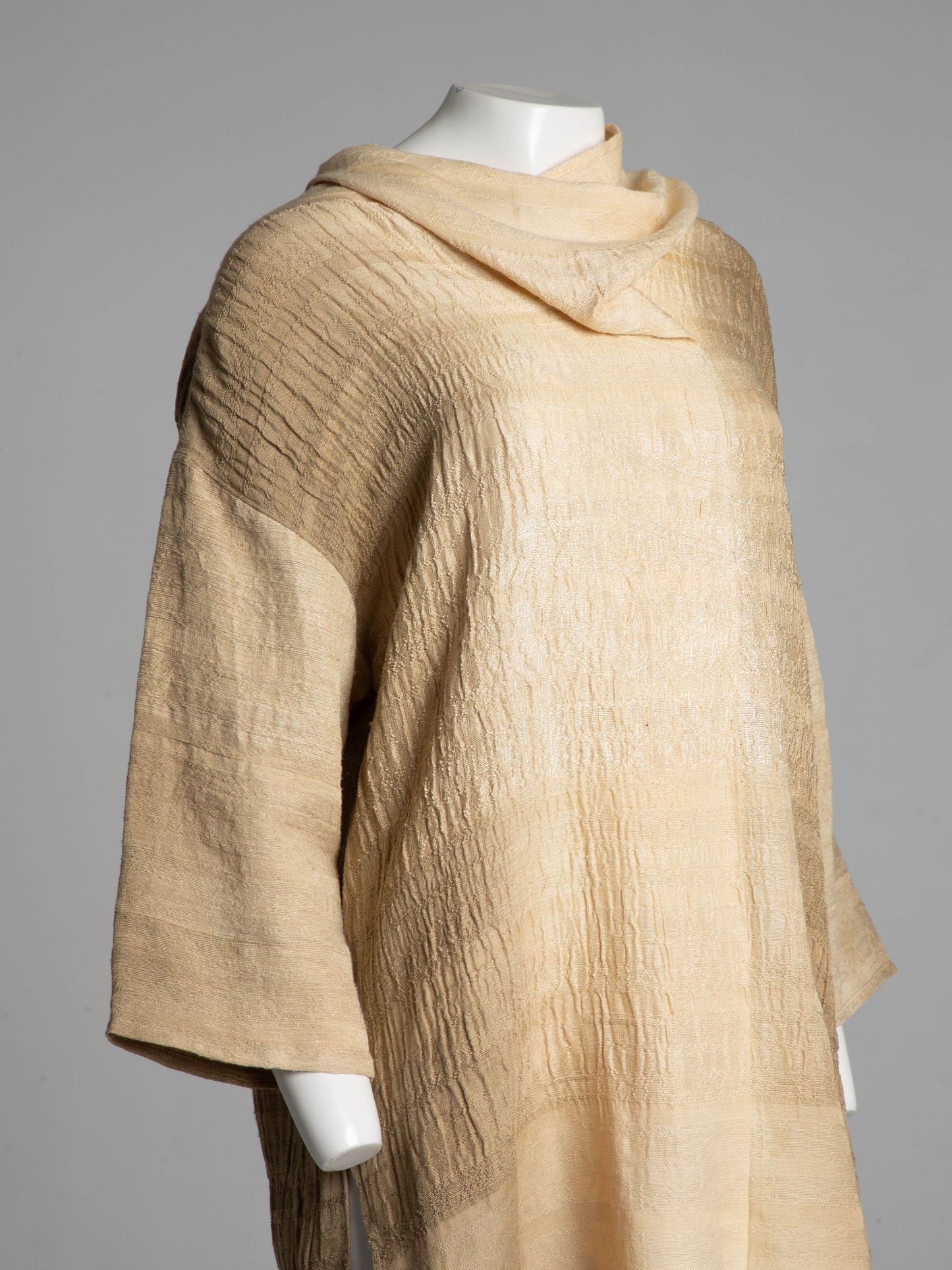 Akihiko Izukura Cream Hand Dyed Hand Woven Silk Dress