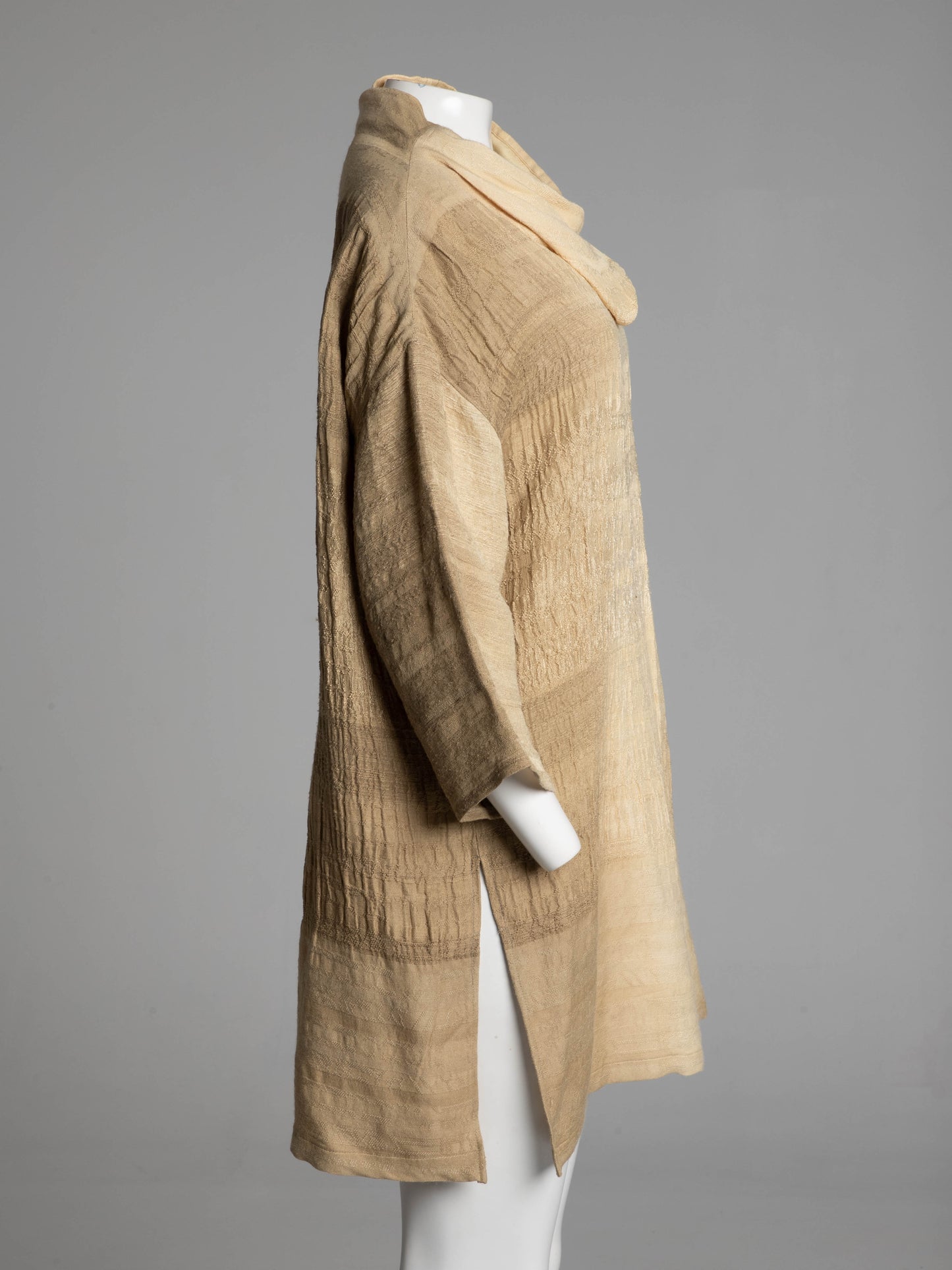Akihiko Izukura Cream Hand Dyed Hand Woven Silk Dress