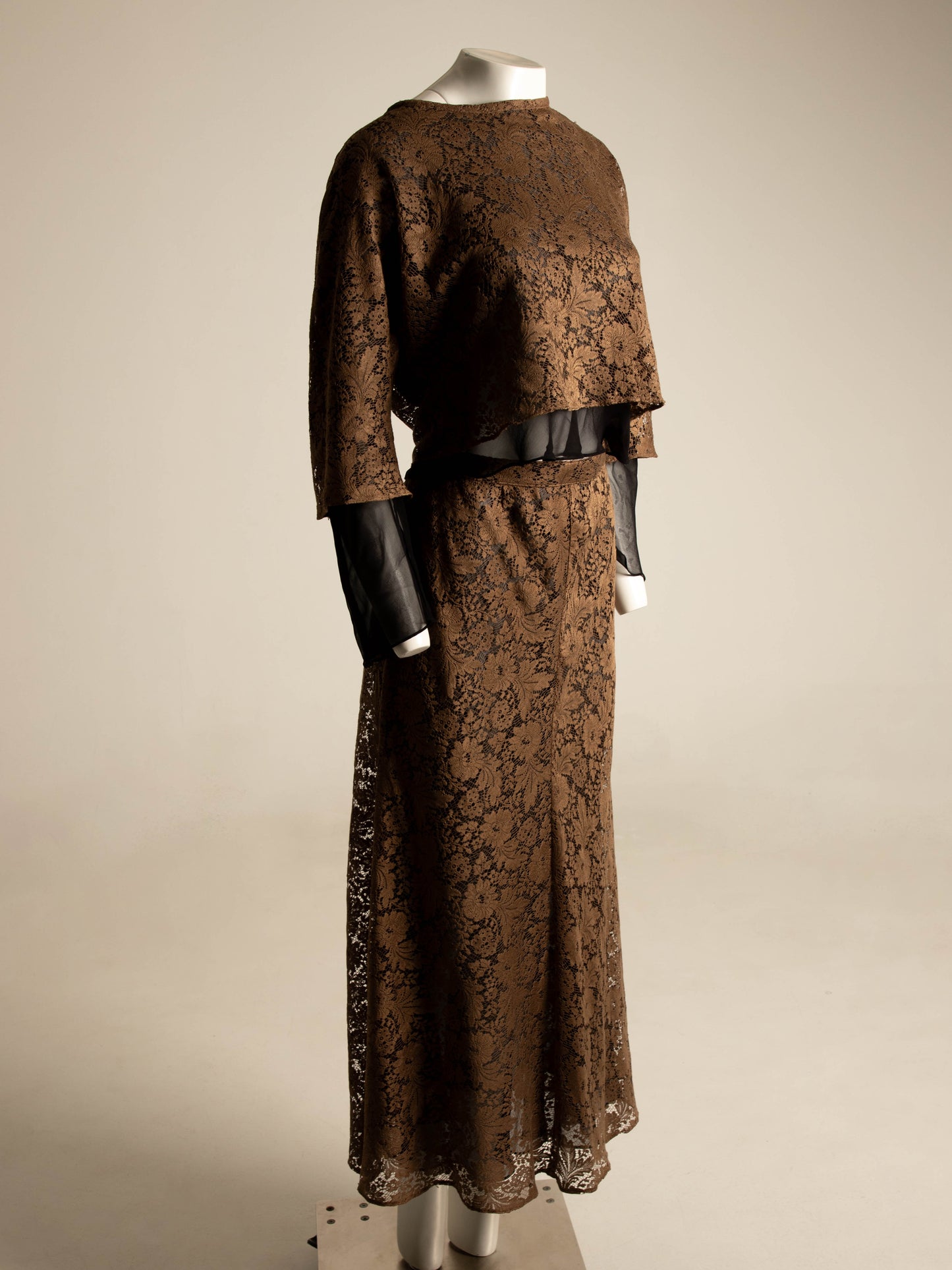 Workers for Freedom Brown Lace and Black Silk Set