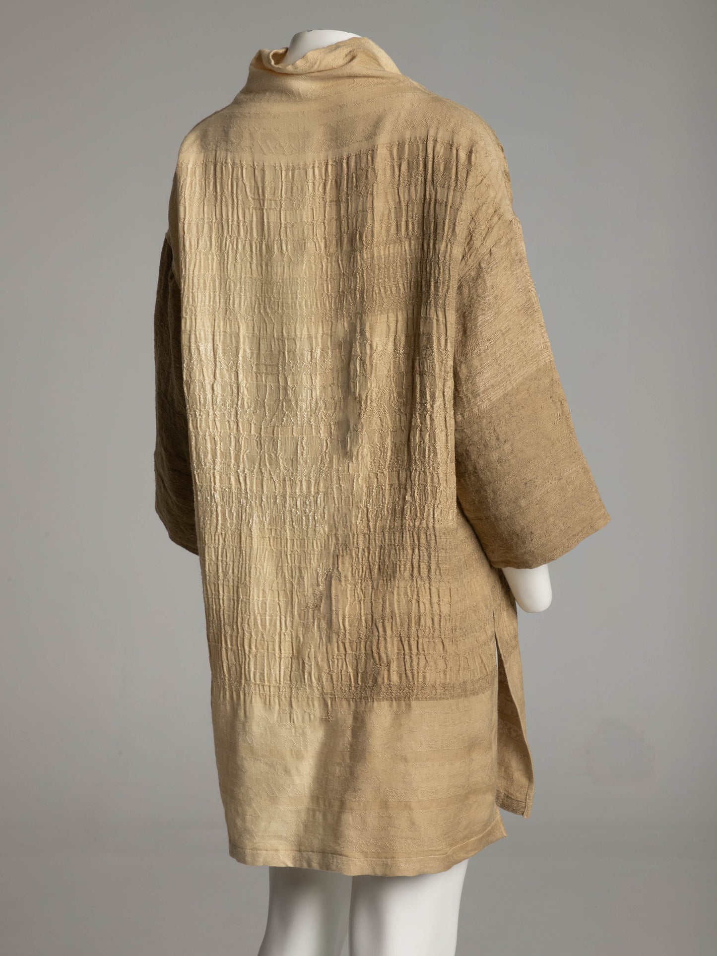 Akihiko Izukura Cream Hand Dyed Hand Woven Silk Dress