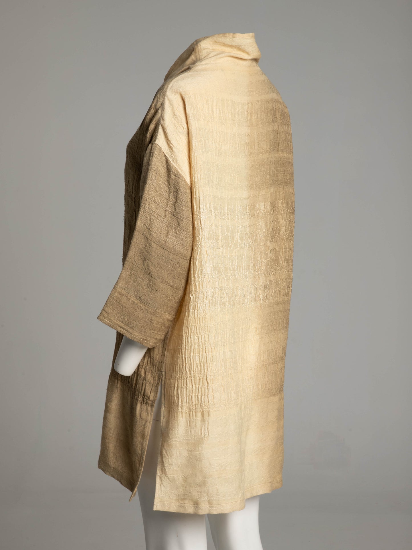 Akihiko Izukura Cream Hand Dyed Hand Woven Silk Dress