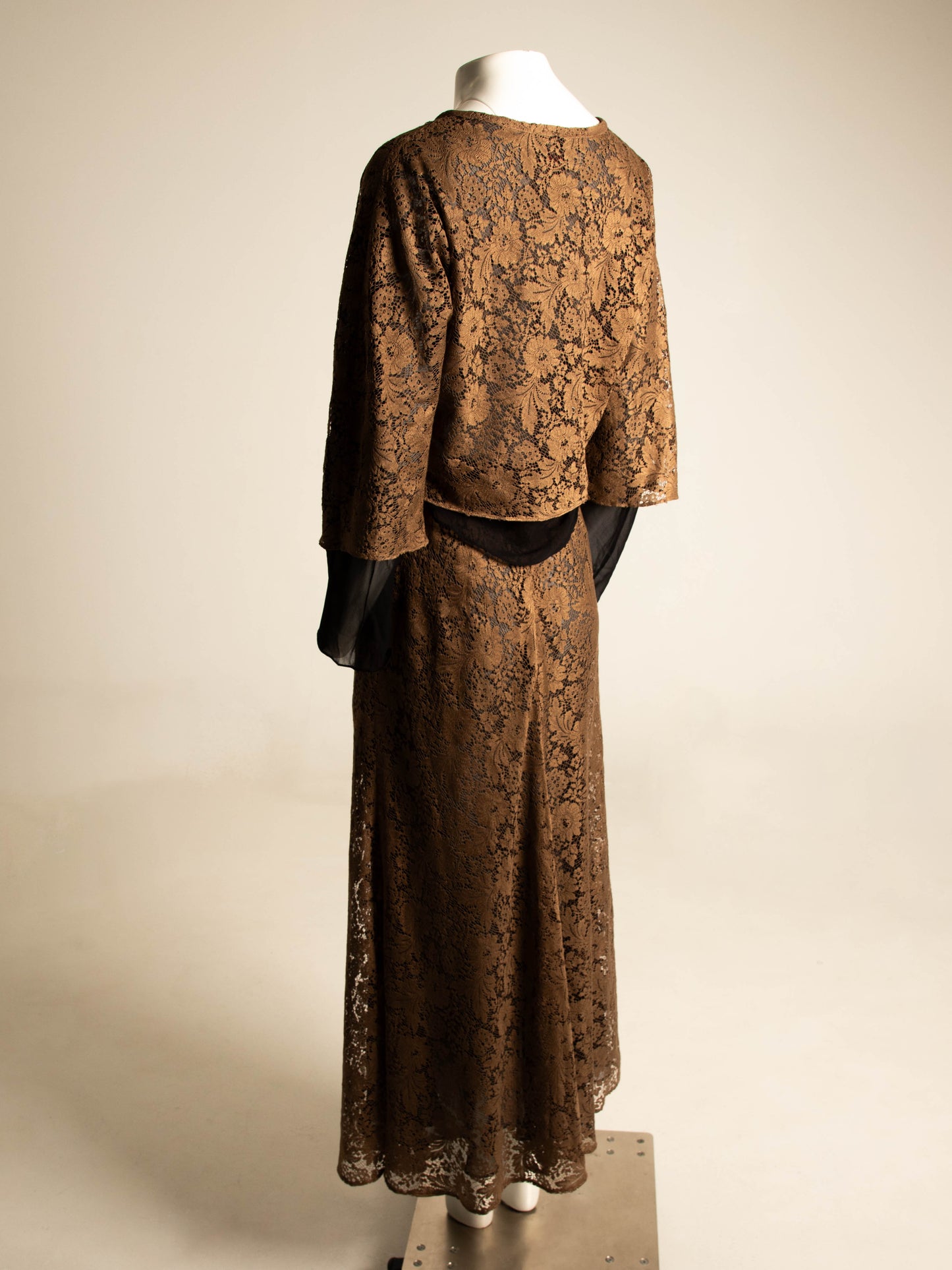Workers for Freedom Brown Lace and Black Silk Set