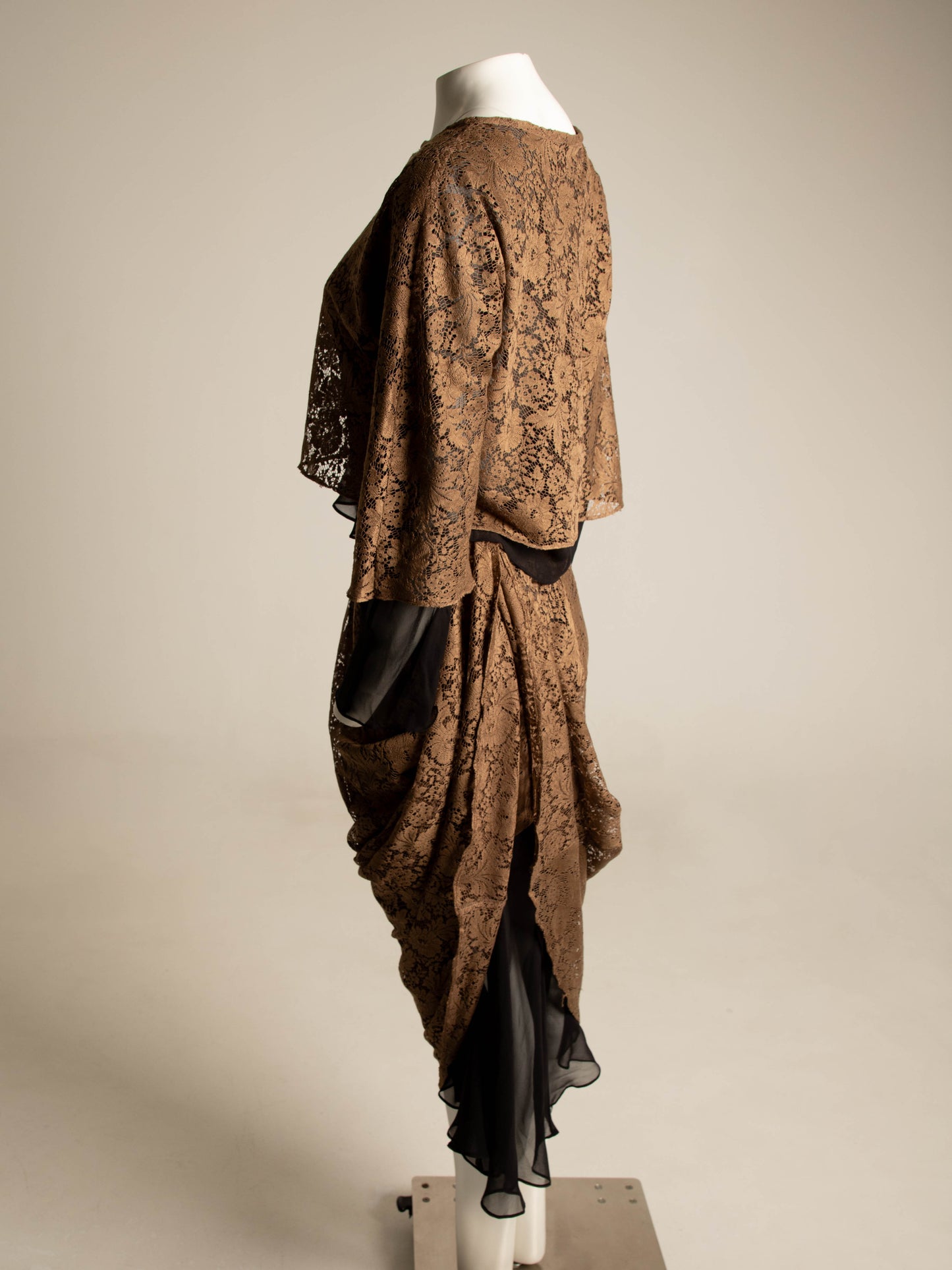 Workers for Freedom Brown Lace and Black Silk Set