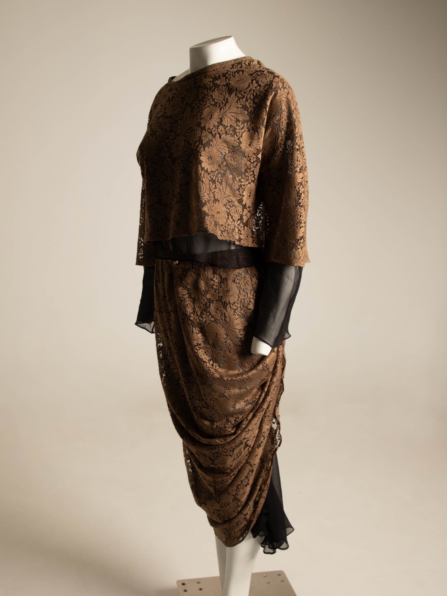 Workers for Freedom Brown Lace and Black Silk Set