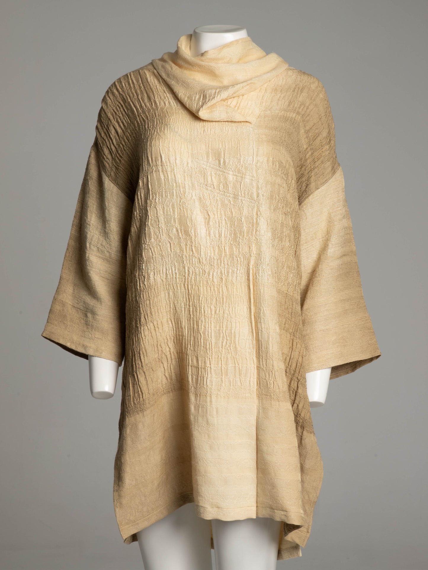 Akihiko Izukura Cream Hand Dyed Hand Woven Silk Dress