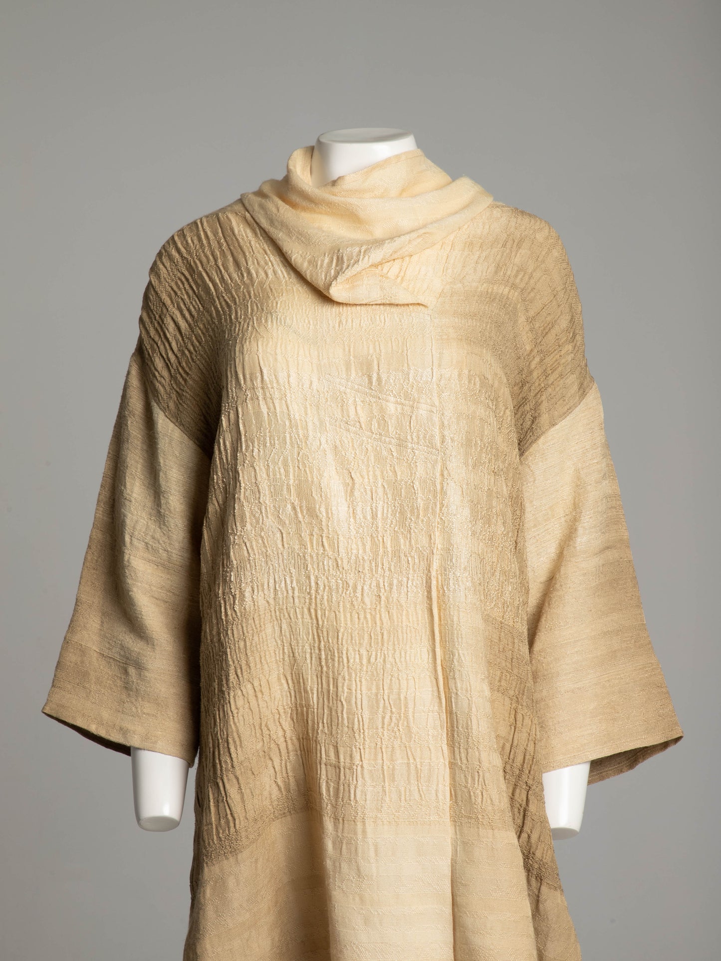 Akihiko Izukura Cream Hand Dyed Hand Woven Silk Dress