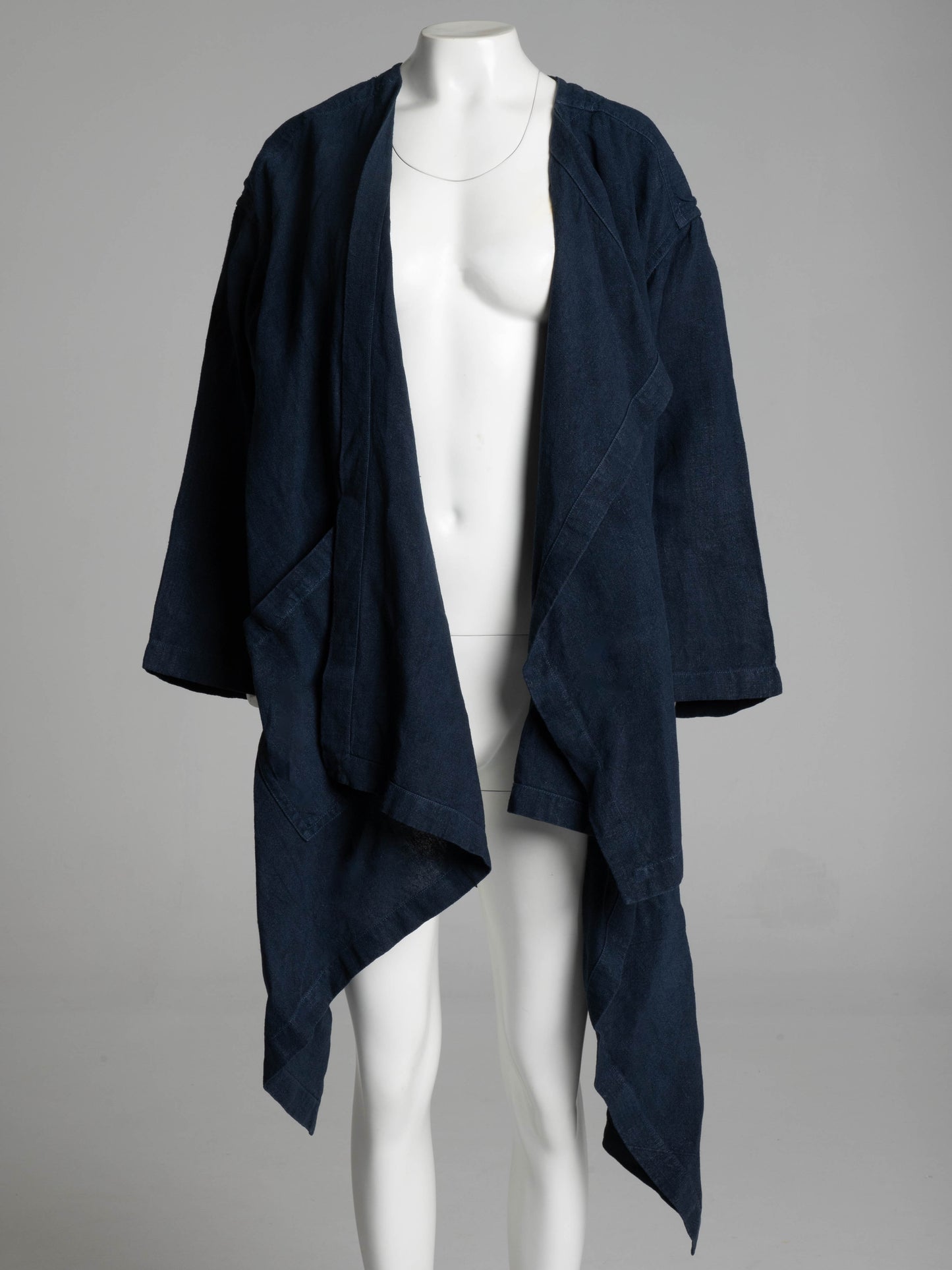 Issey Miyake Permanente 1980s Navy Linen Asymmetric Jacket