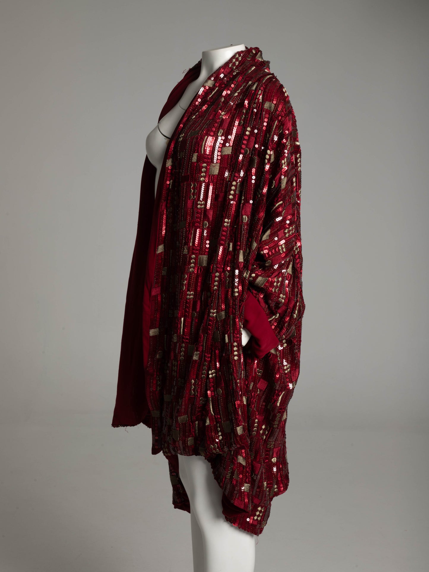 Blumarine Anna Molinari Ruby Red Silk Embroidered Jacket