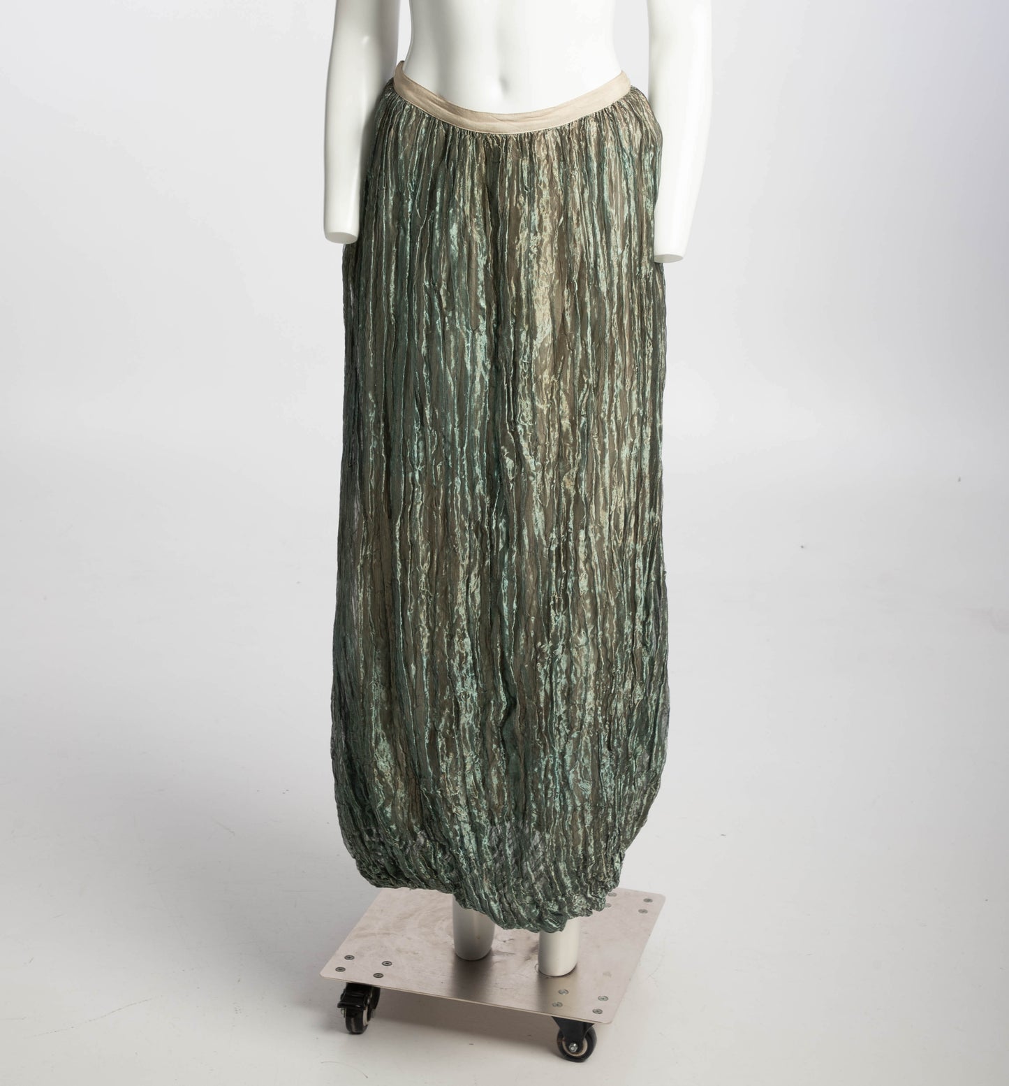 DKNY Green Silk Metallic Voile Skirt