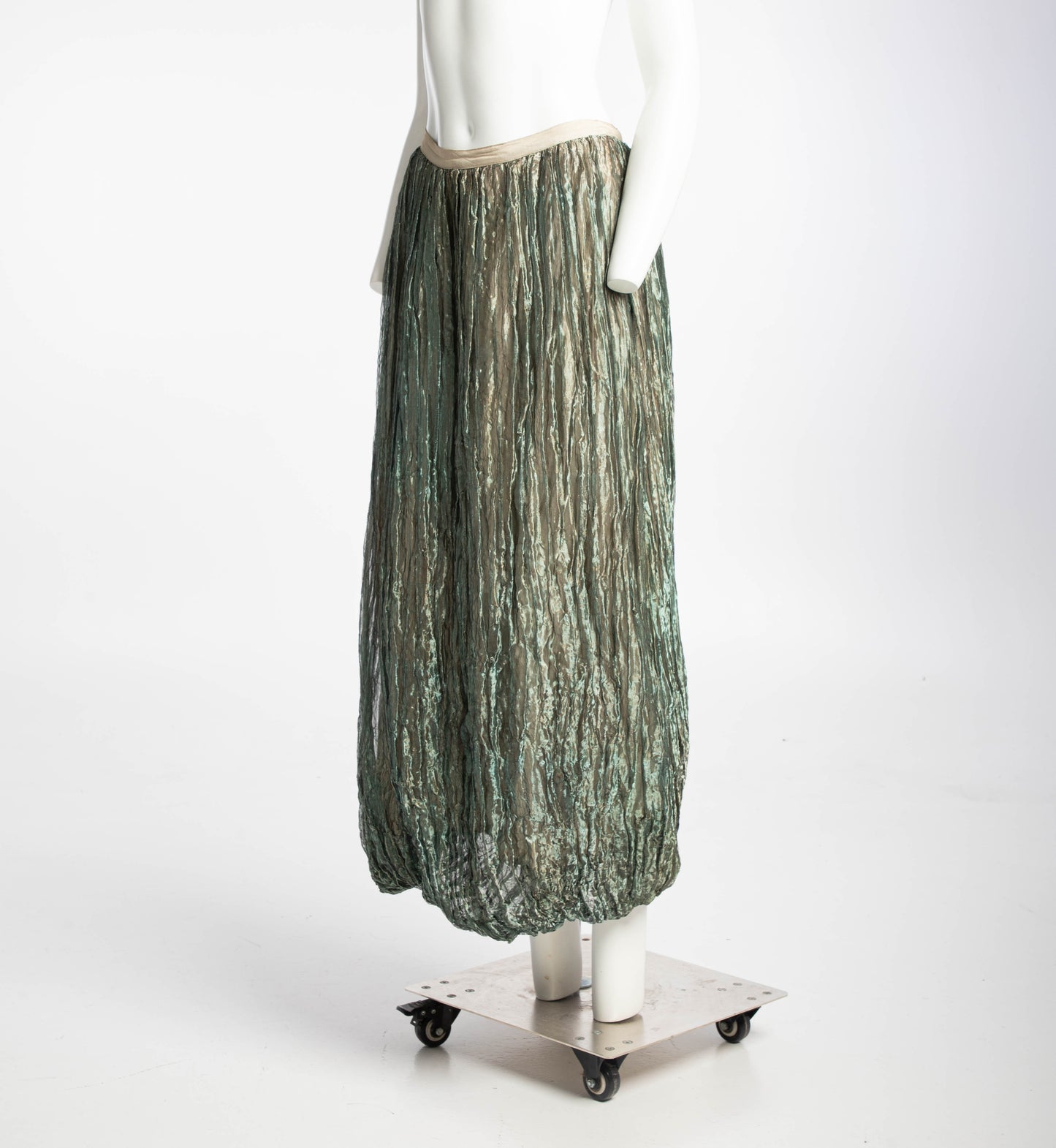 DKNY Green Silk Metallic Voile Skirt