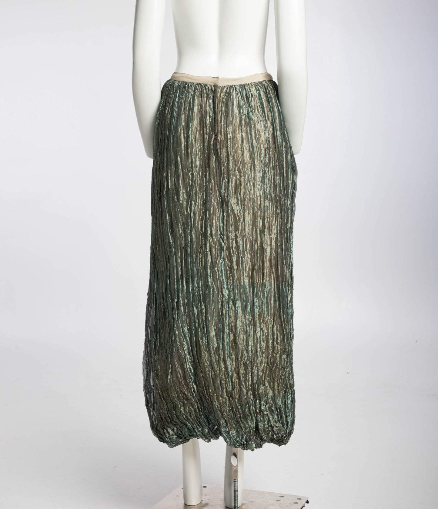 DKNY Green Silk Metallic Voile Skirt