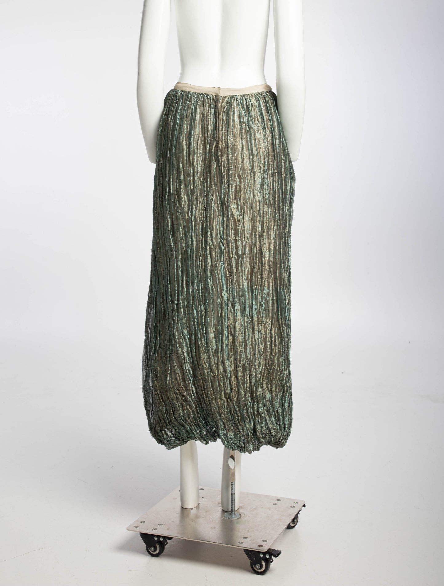 DKNY Green Silk Metallic Voile Skirt
