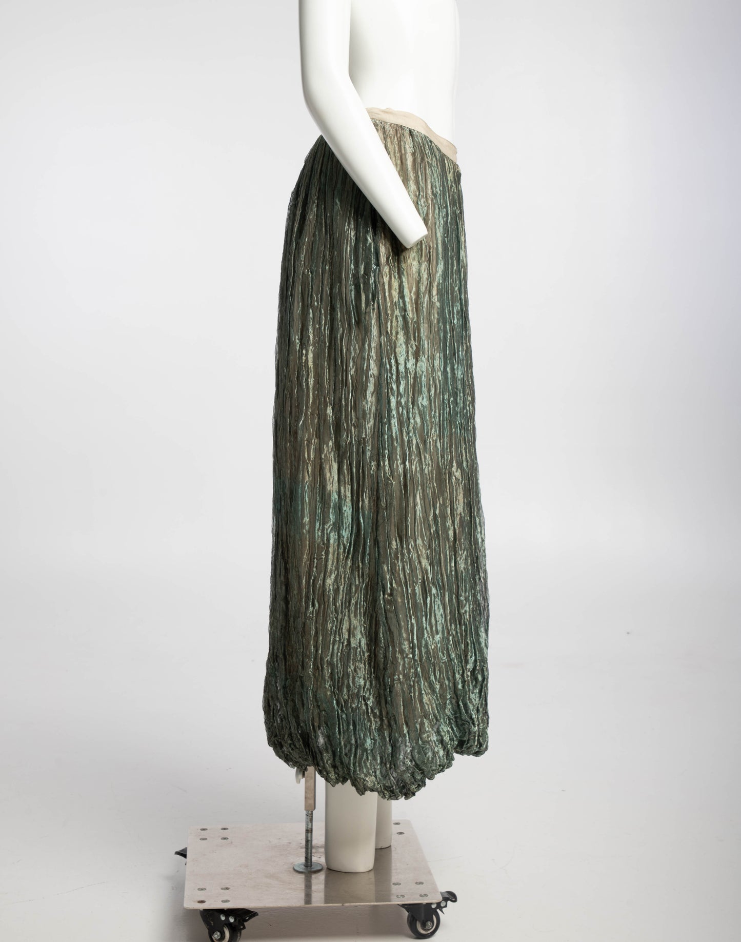 DKNY Green Silk Metallic Voile Skirt