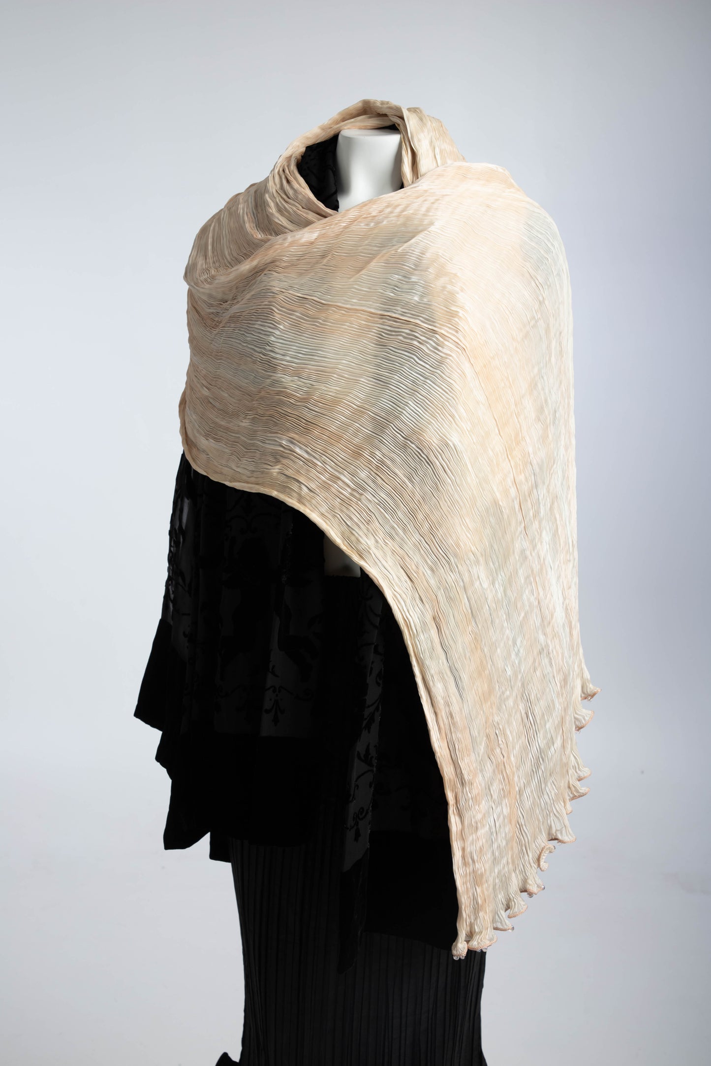 Fortuny Venetia Studium Blush Silk Pleated Shawl