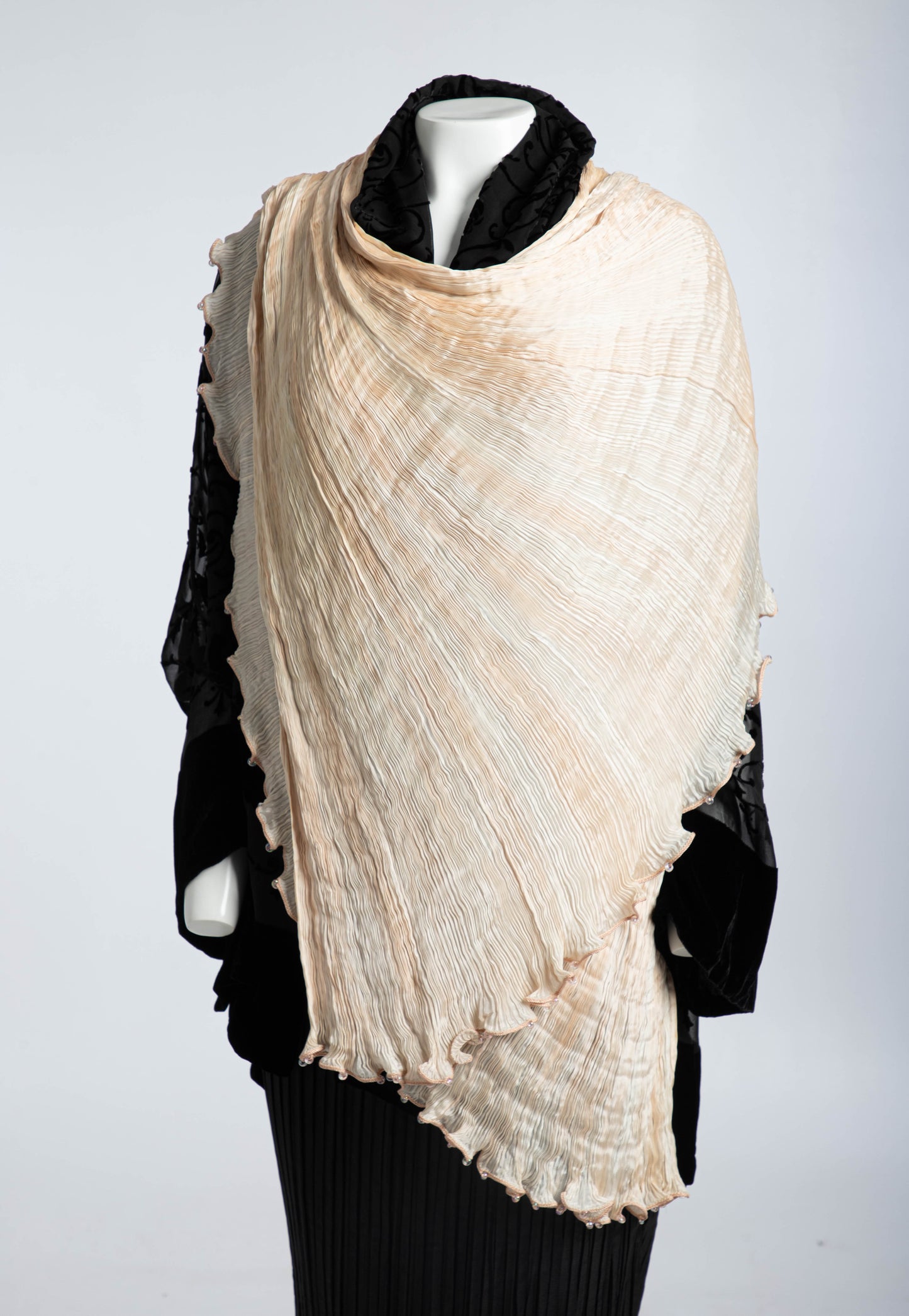 Fortuny Venetia Studium Blush Silk Pleated Shawl